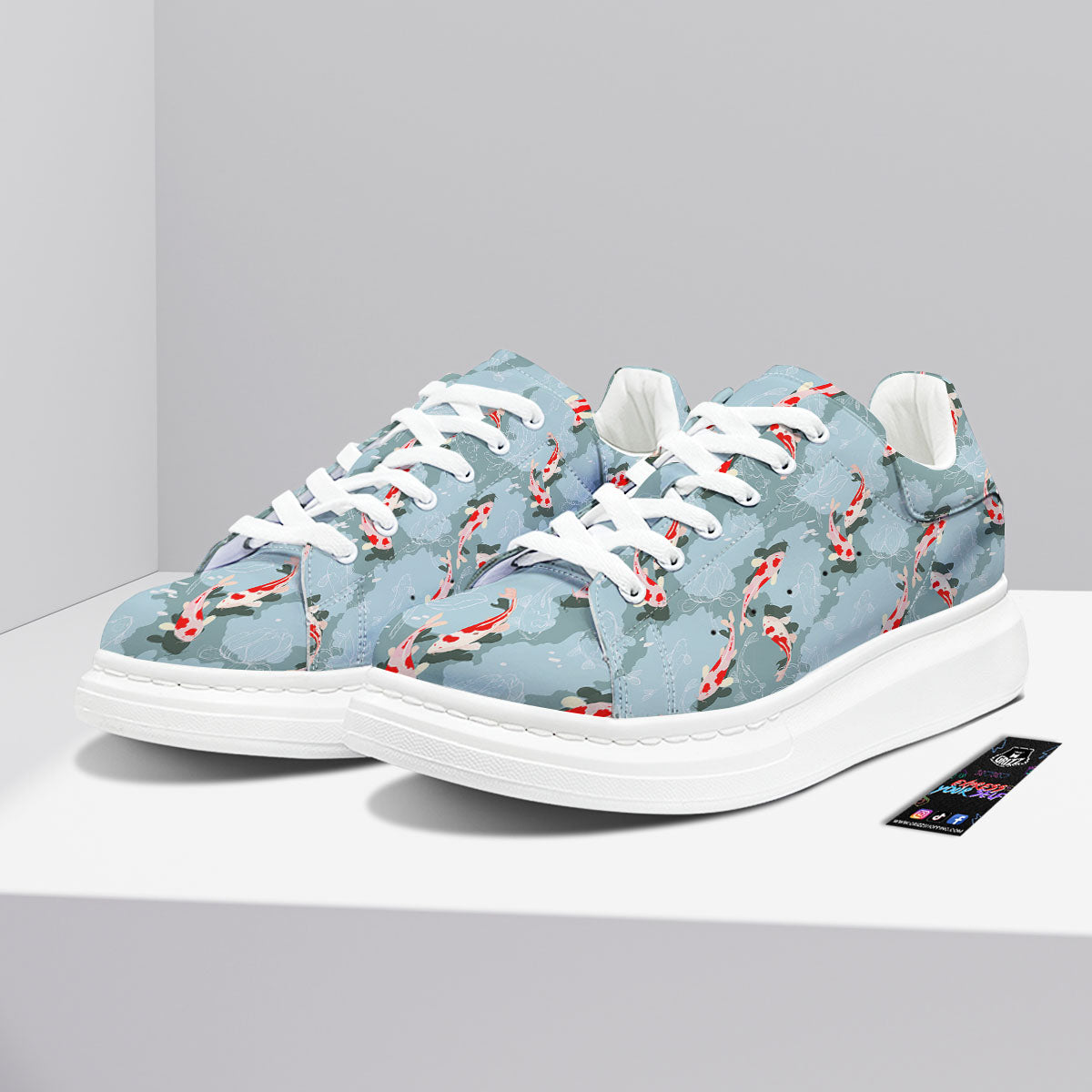 Fish Koi Print Pattern Platform Shoes-grizzshop