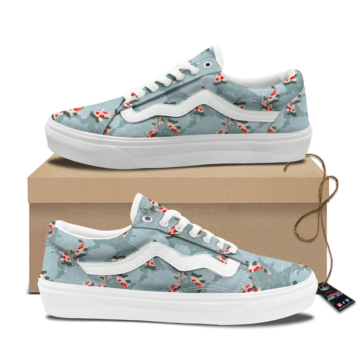 Fish Koi Print Pattern Skate Shoes-grizzshop