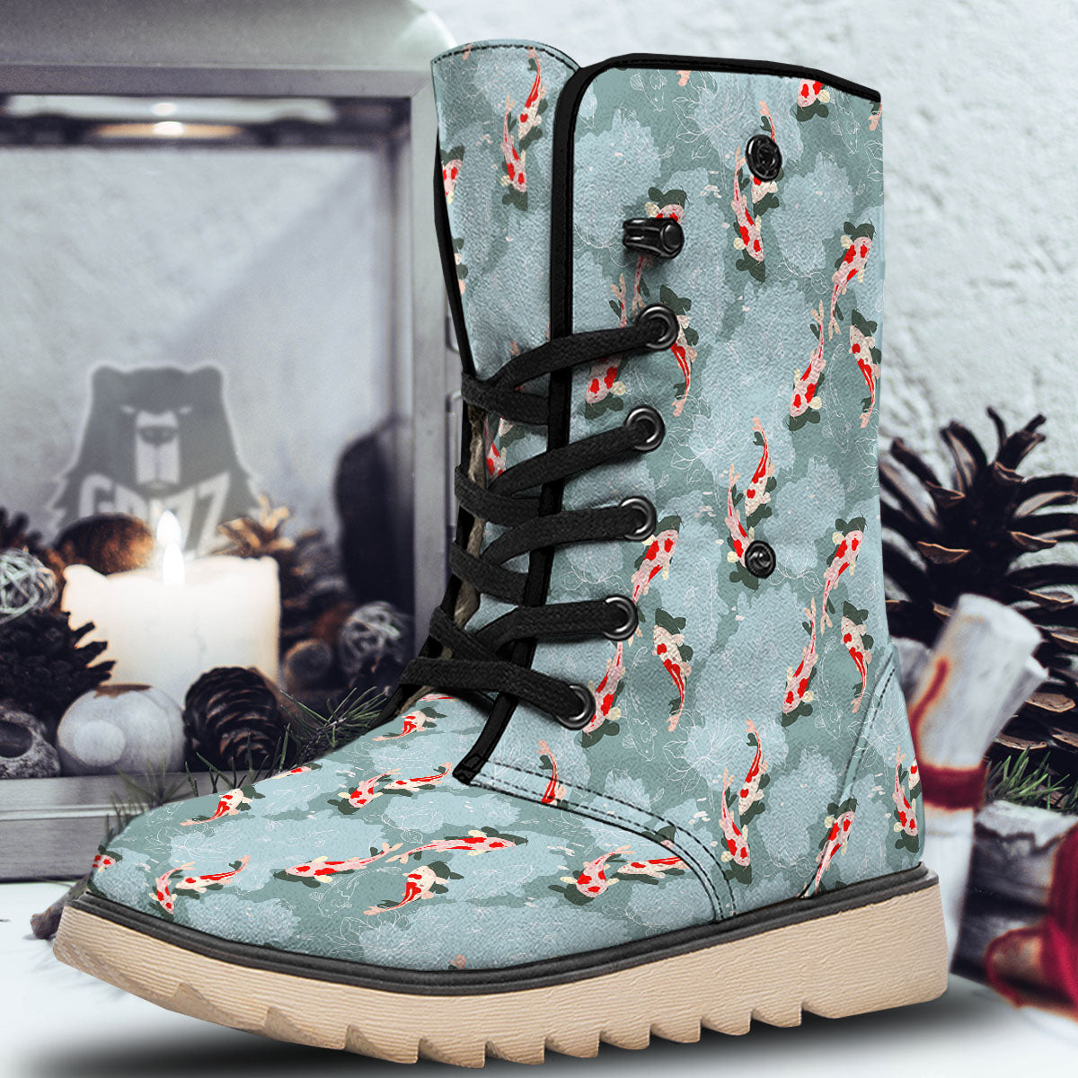 Fish Koi Print Pattern Snow Boots-grizzshop