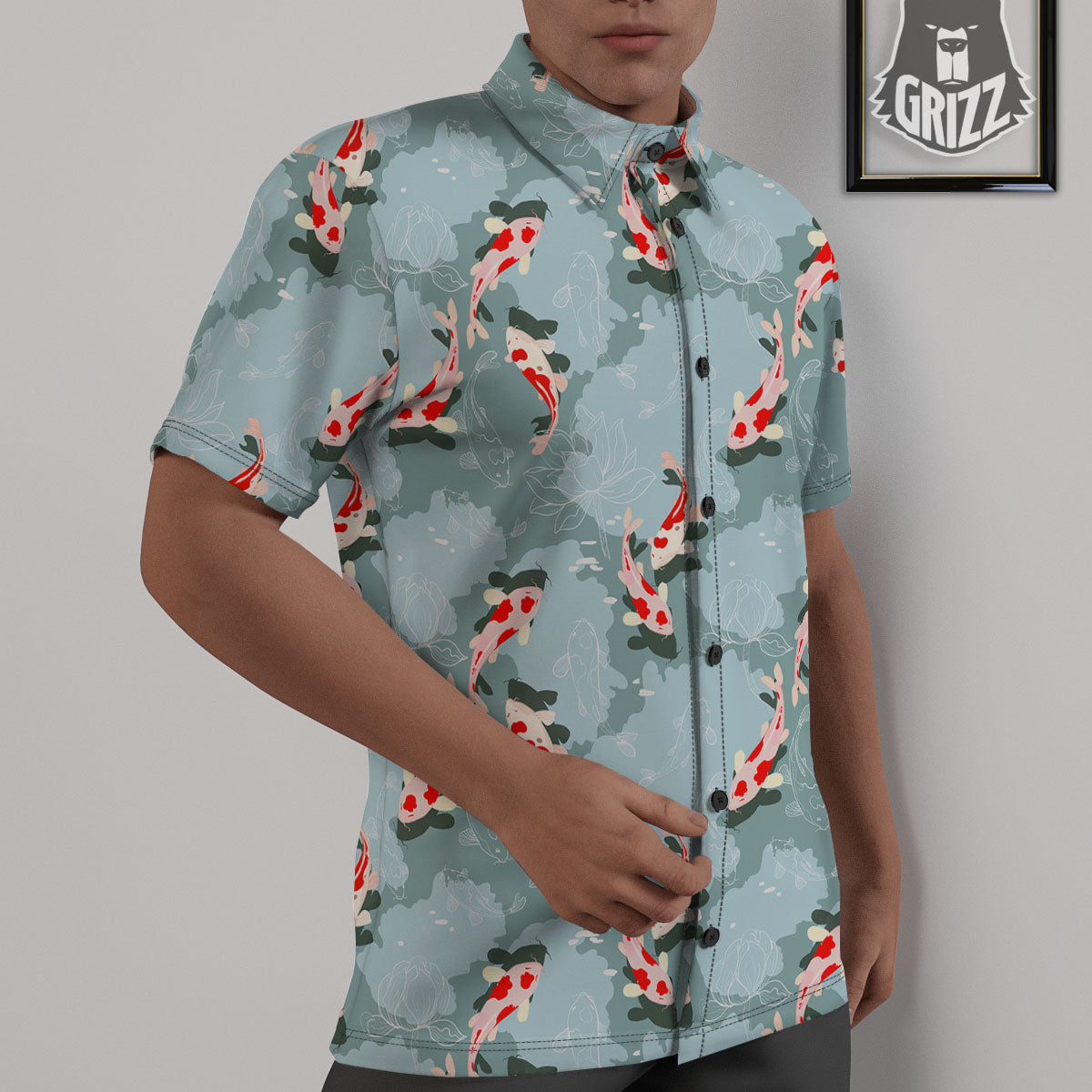 Fish Koi Print Pattern Untucked Shirts-grizzshop
