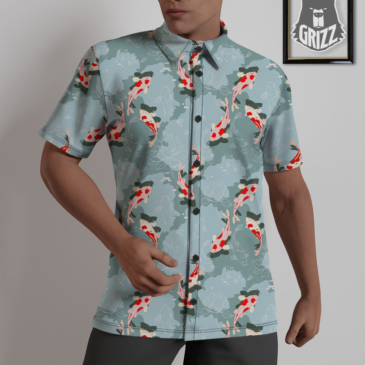 Fish Koi Print Pattern Untucked Shirts-grizzshop