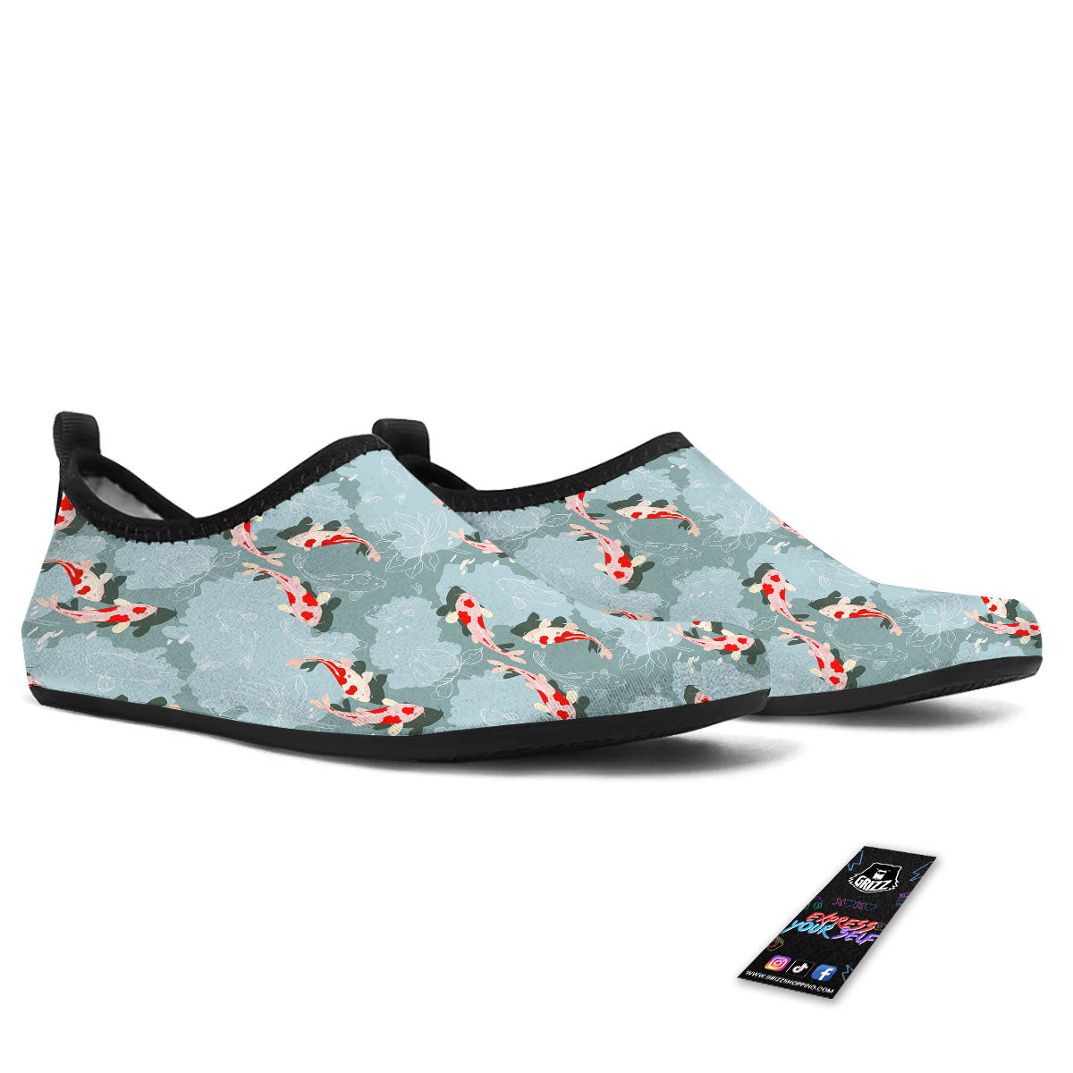 Fish Koi Print Pattern Water Shoes-grizzshop