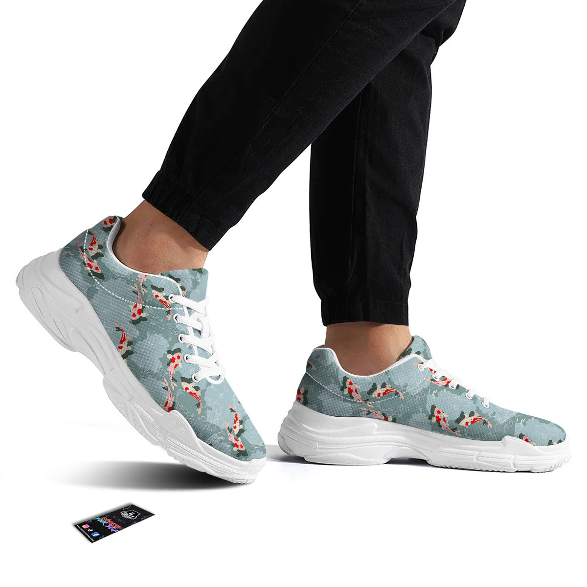 Fish Koi Print Pattern White Chunky Shoes-grizzshop