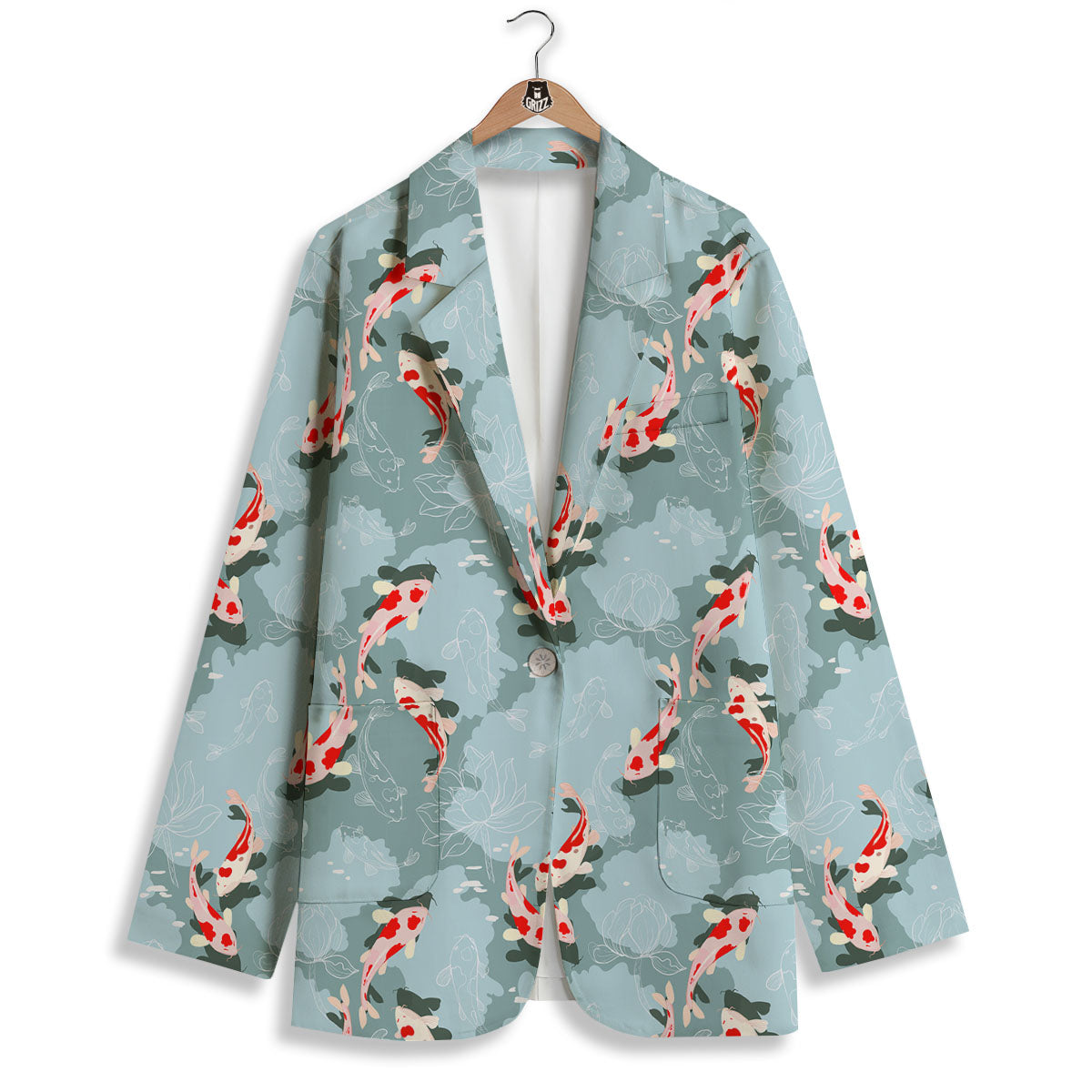 Fish Koi Print Pattern Women's Blazer-grizzshop
