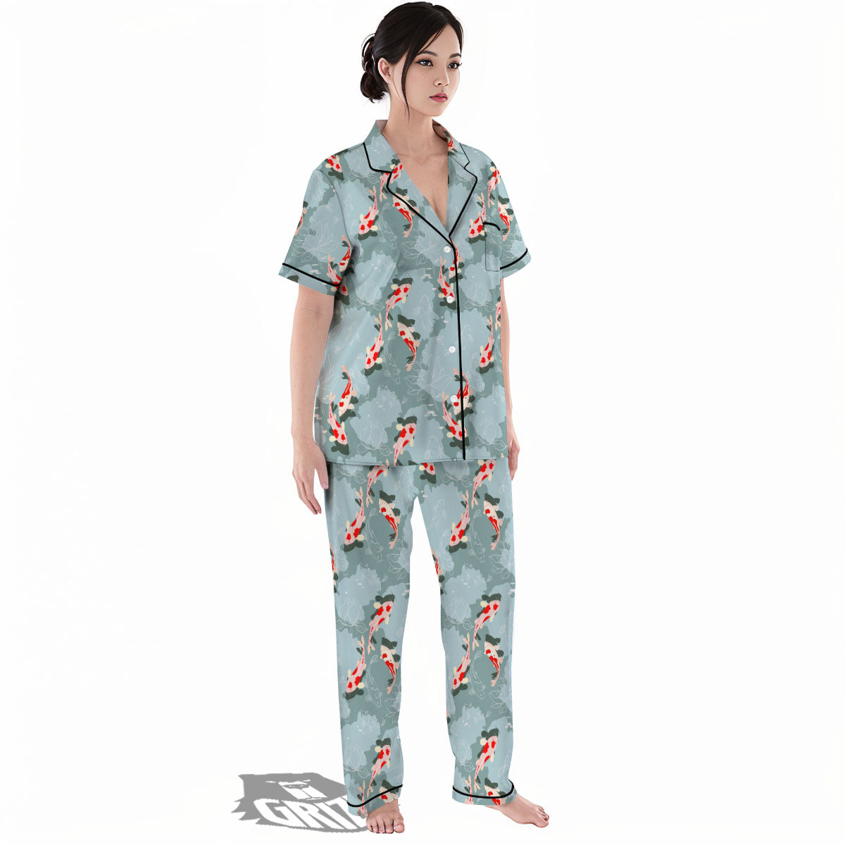 Fish Koi Print Pattern Women's Pajamas Set-grizzshop