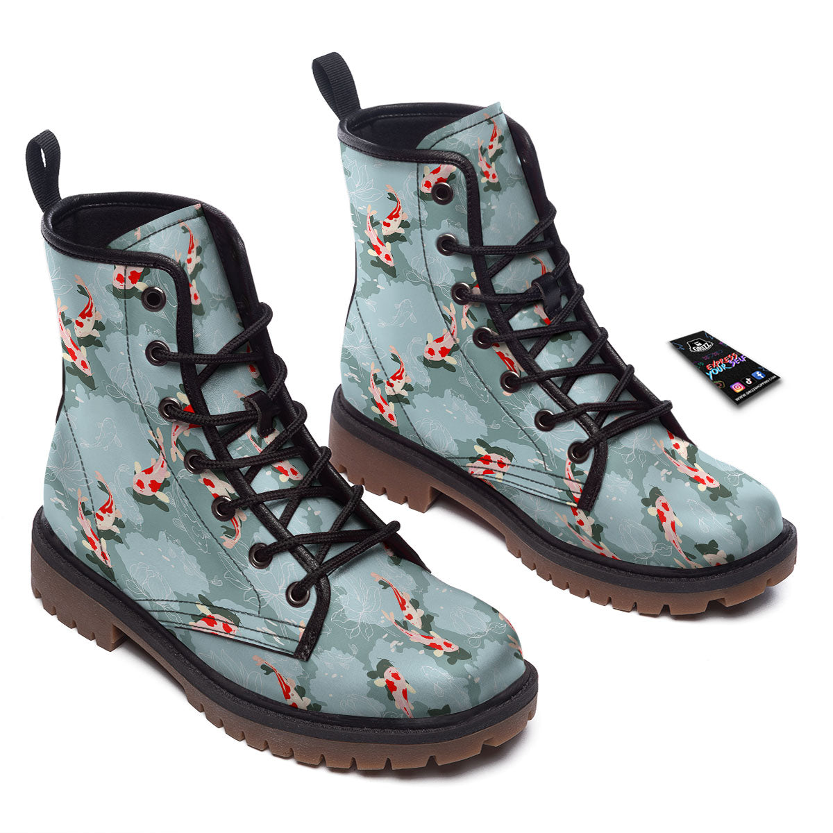 Fish Koi Print Pattern Work Boots-grizzshop