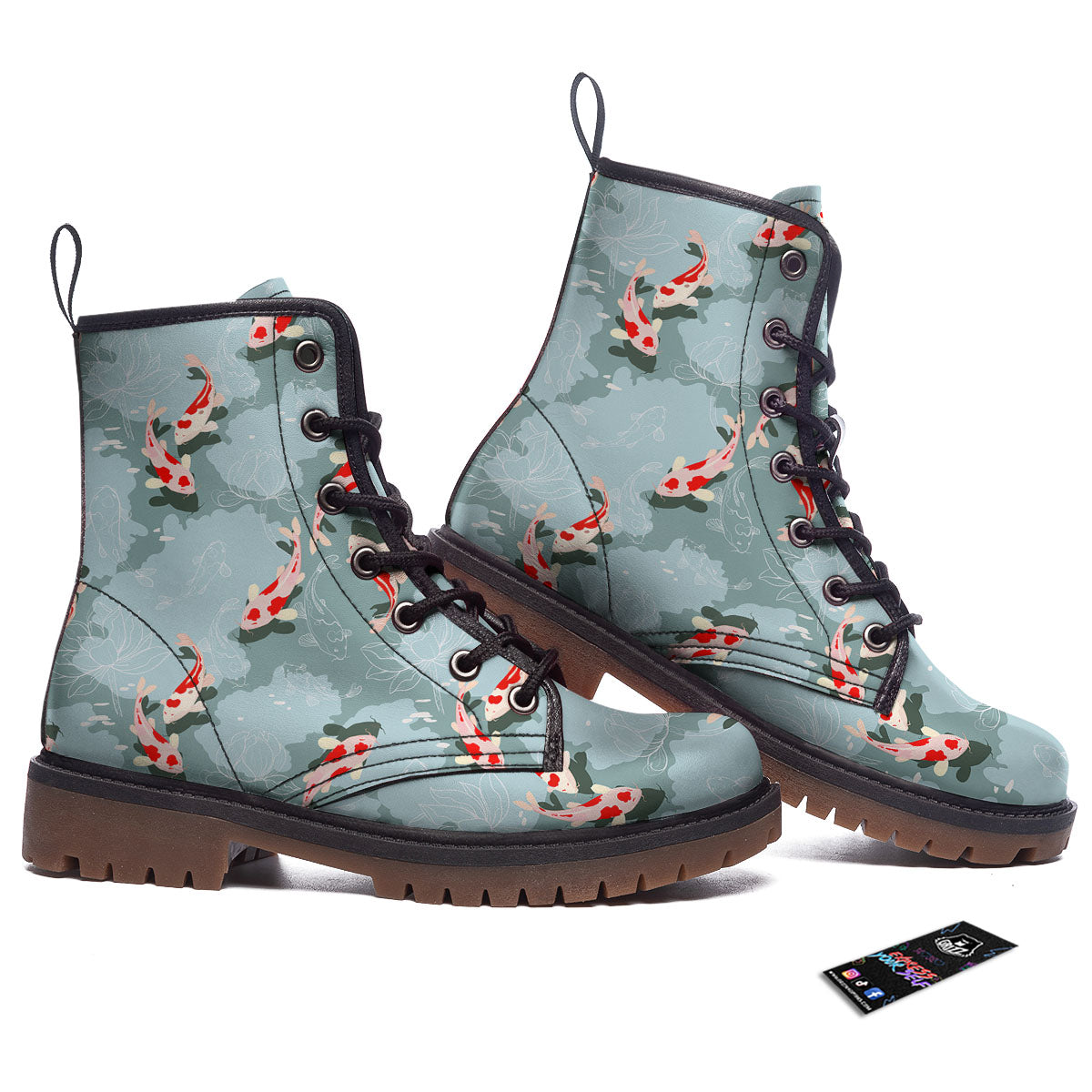 Fish Koi Print Pattern Work Boots-grizzshop