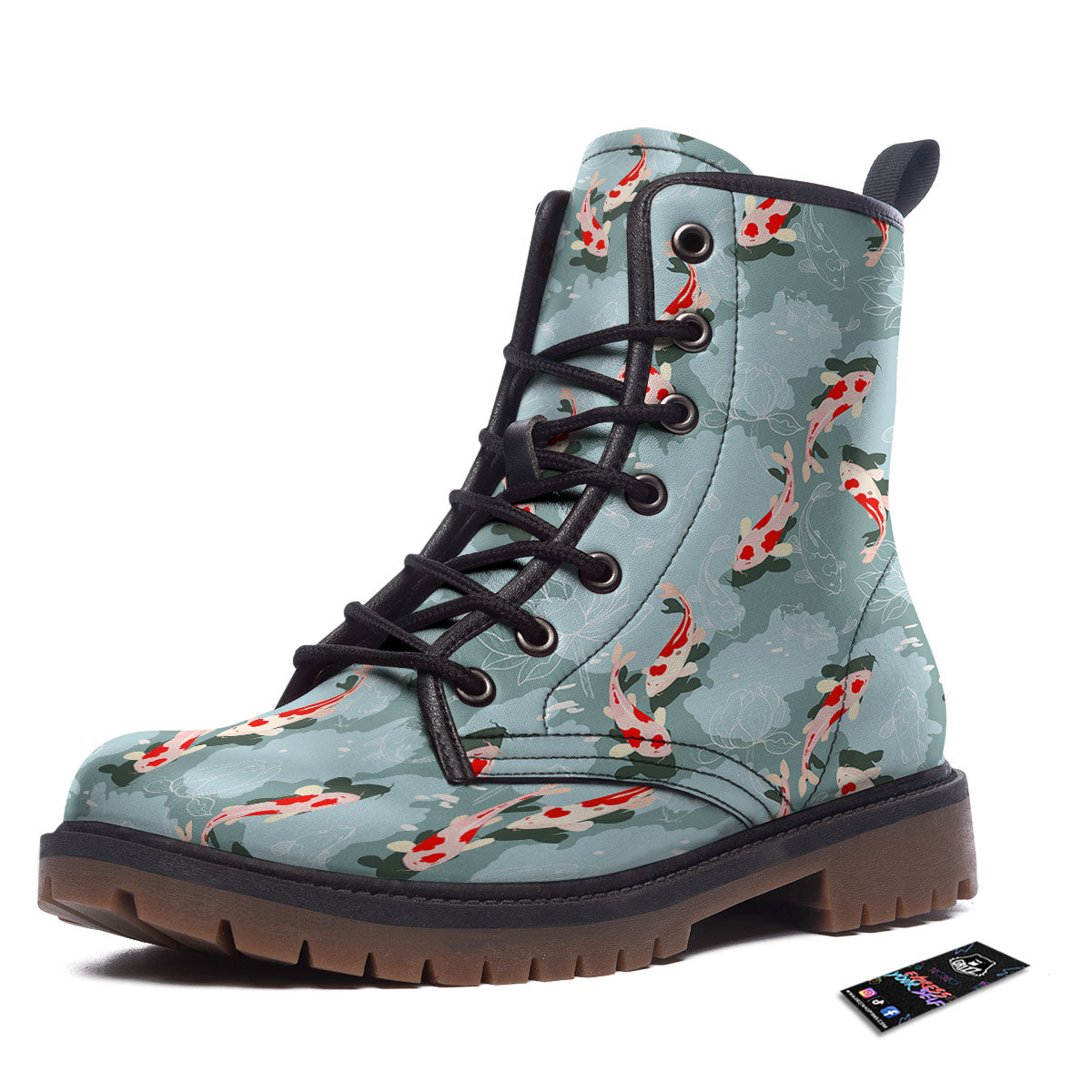 Fish Koi Print Pattern Work Boots-grizzshop