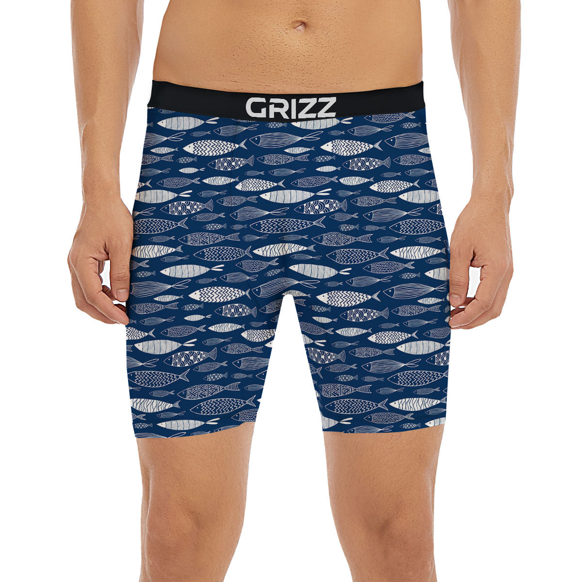 Fish Ornamental Print Pattern Boxer Briefs-grizzshop