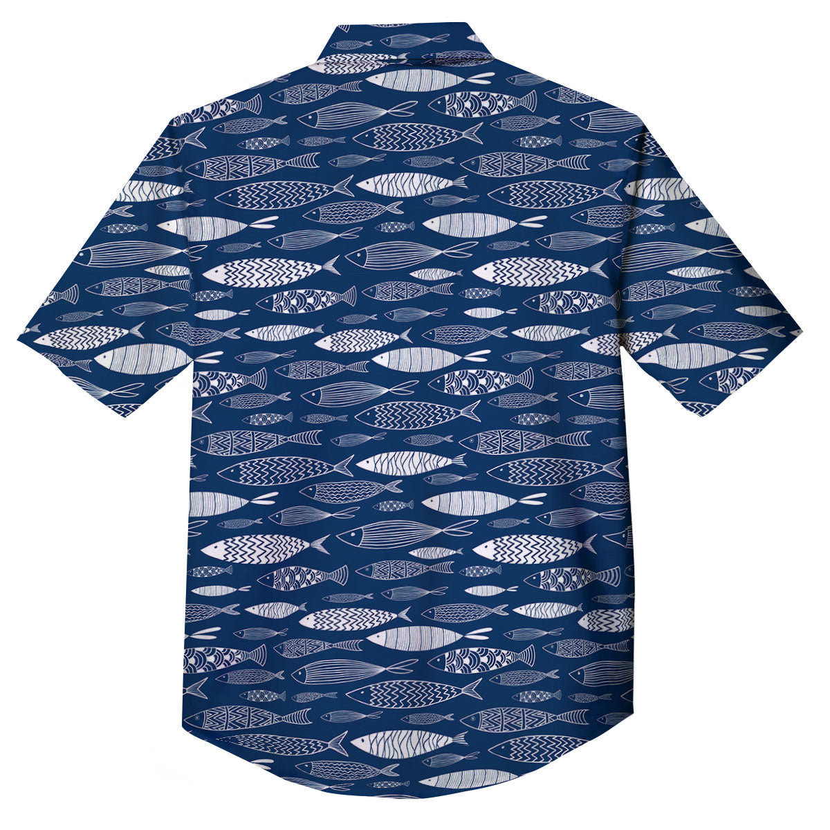 Fish Ornamental Print Pattern Button Up Shirt-grizzshop