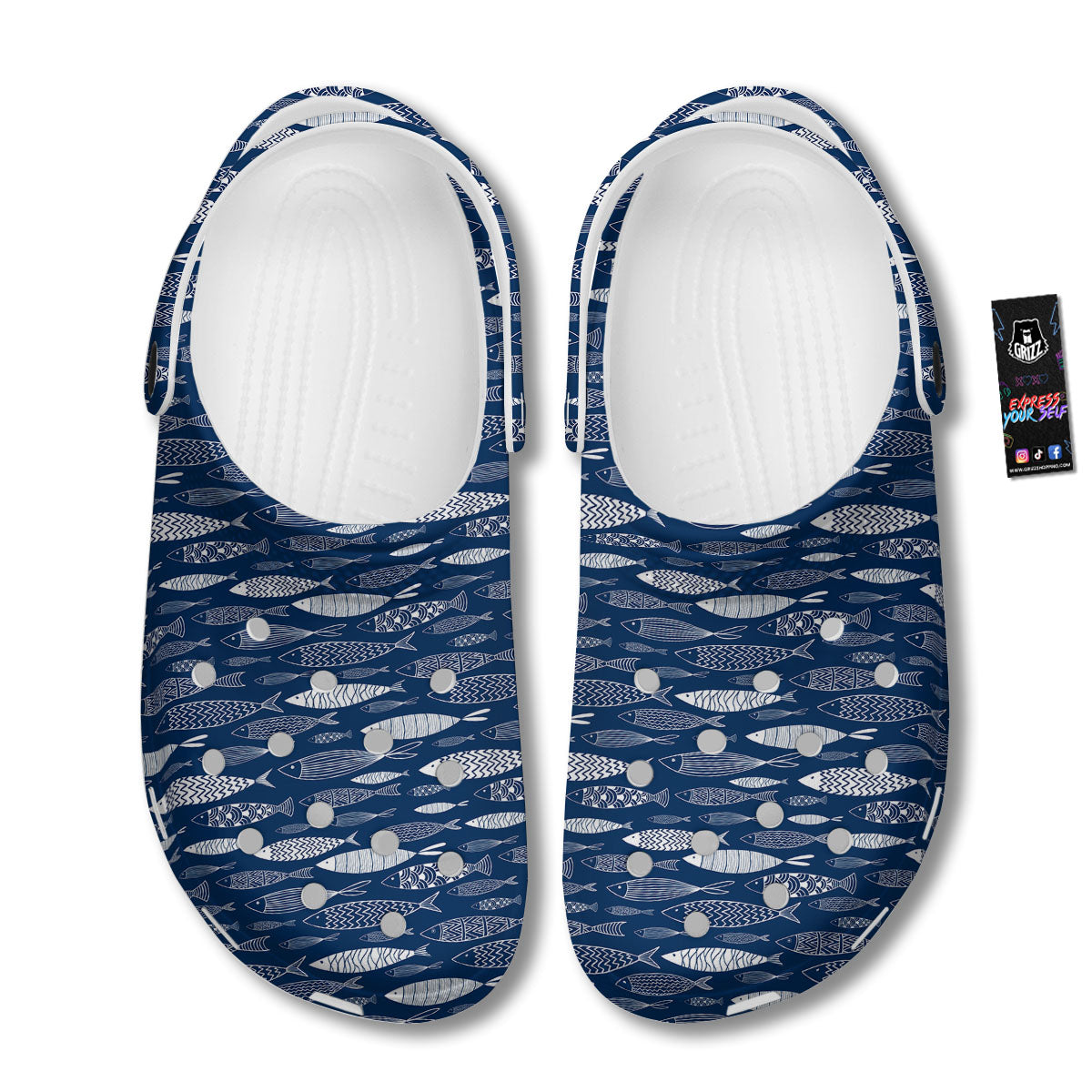 Fish Ornamental Print Pattern Clog-grizzshop
