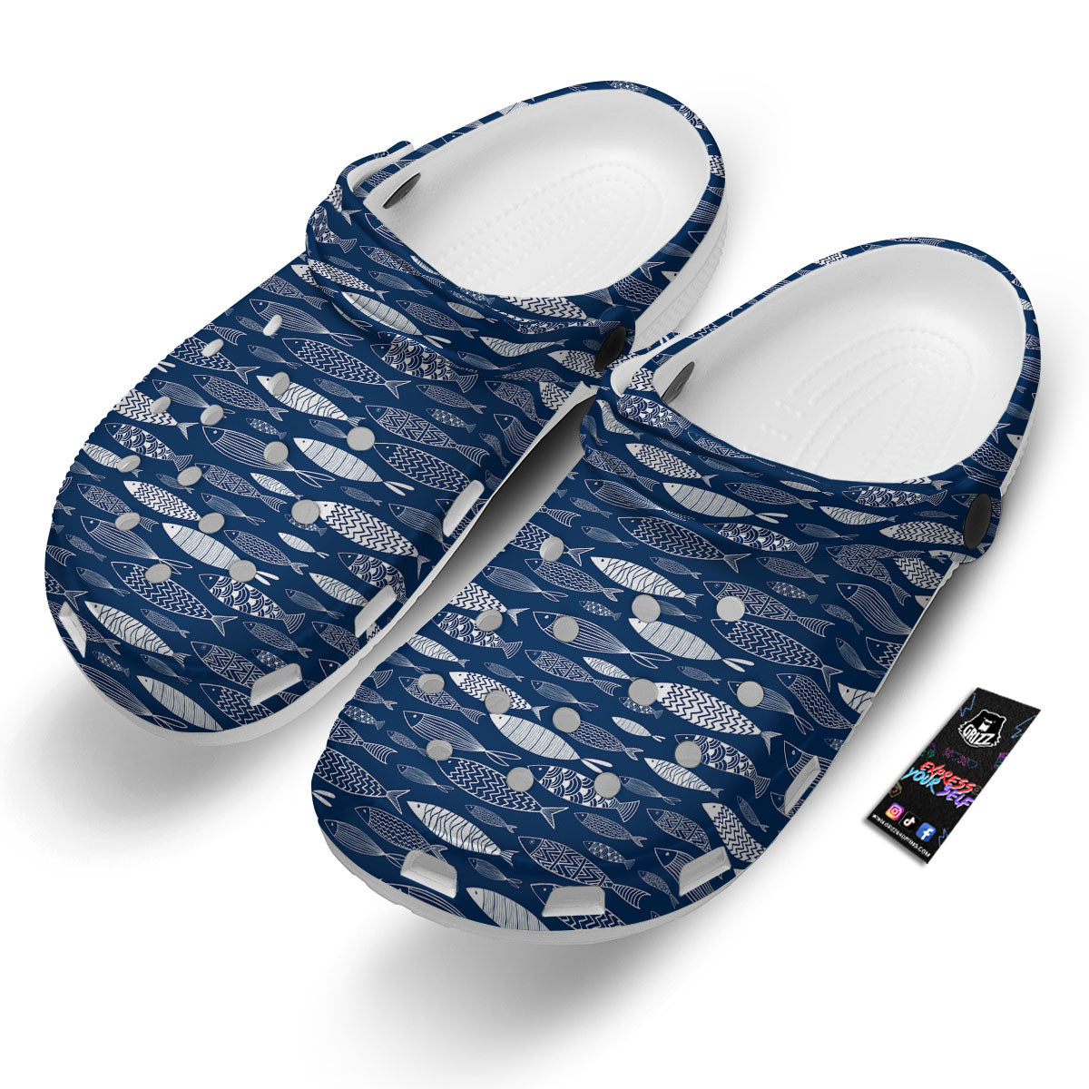 Fish Ornamental Print Pattern Clog-grizzshop