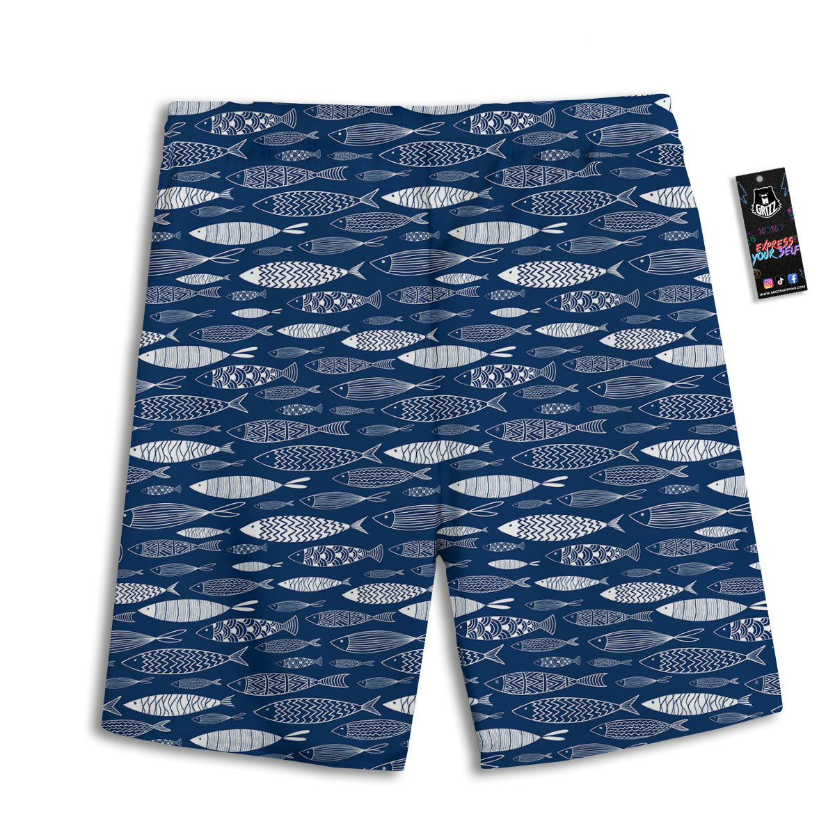 Fish Ornamental Print Pattern Men's Athletic Shorts