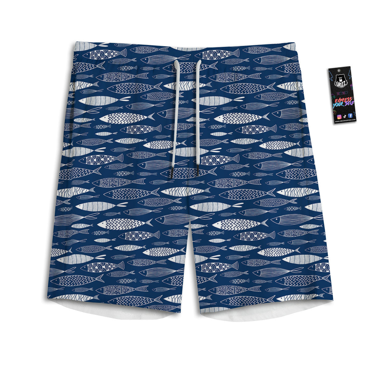 Fish Ornamental Print Pattern Men's Athletic Shorts