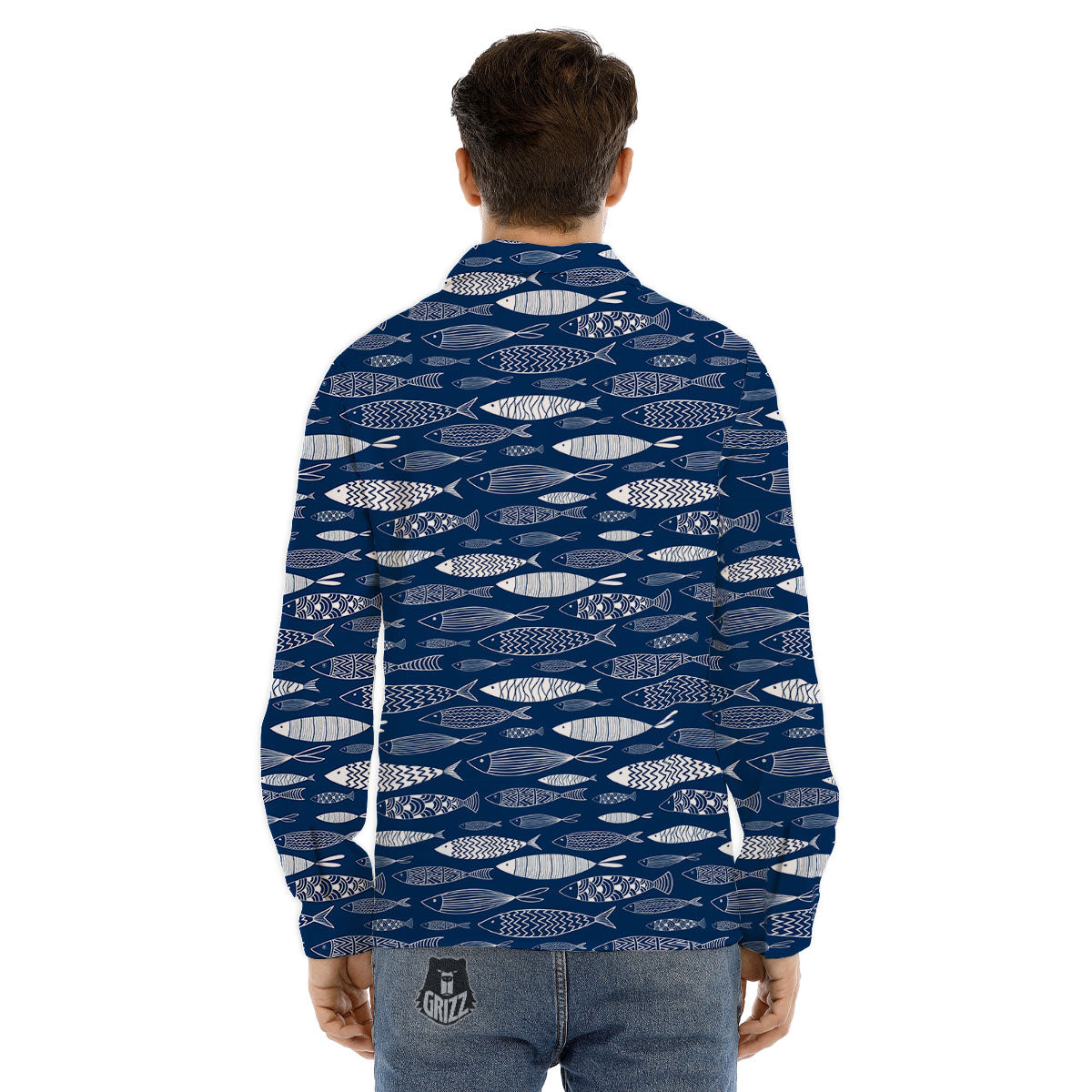 Fish Ornamental Print Pattern Men's Dress Shirts-grizzshop