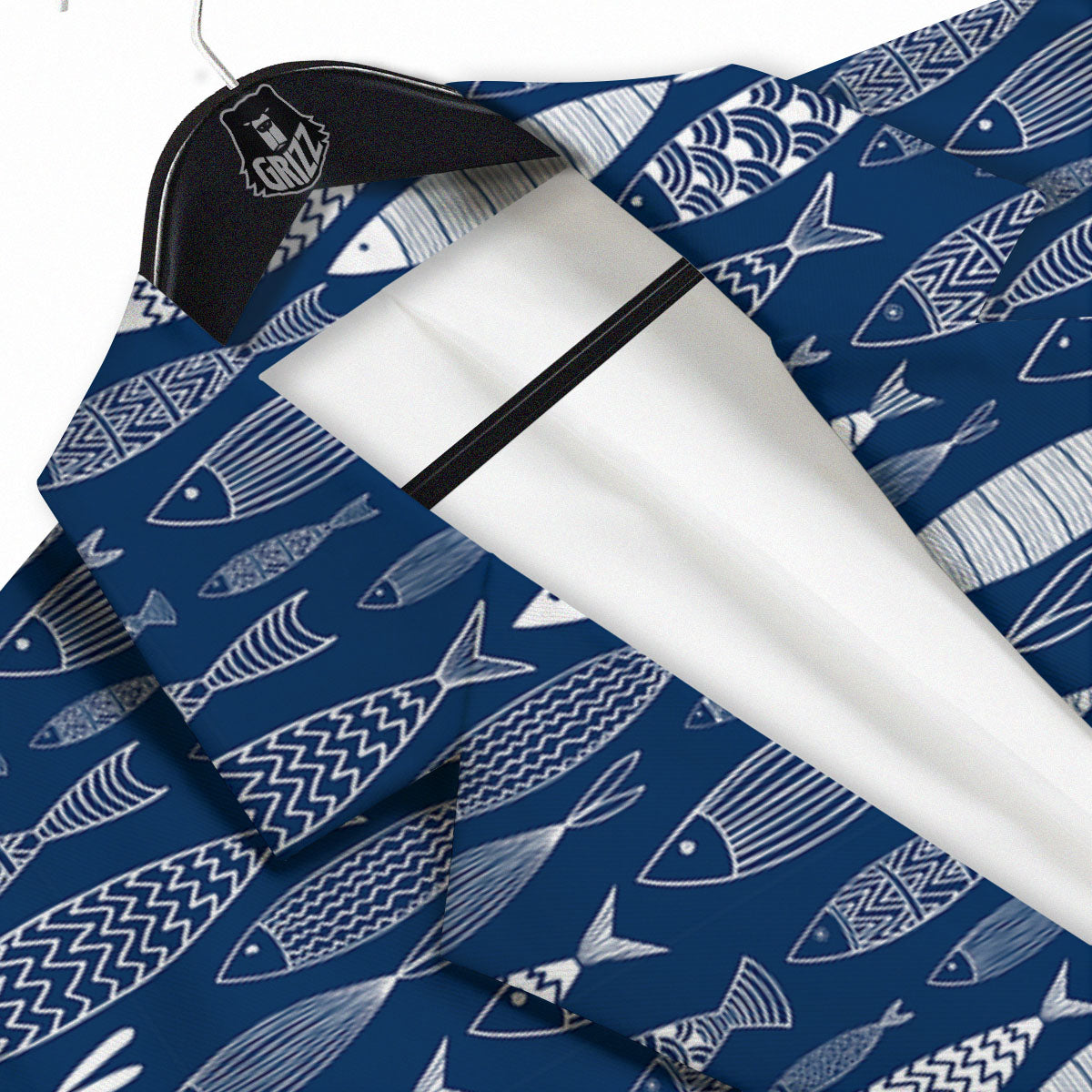 Fish Ornamental Print Pattern Men's Sport Coat-grizzshop