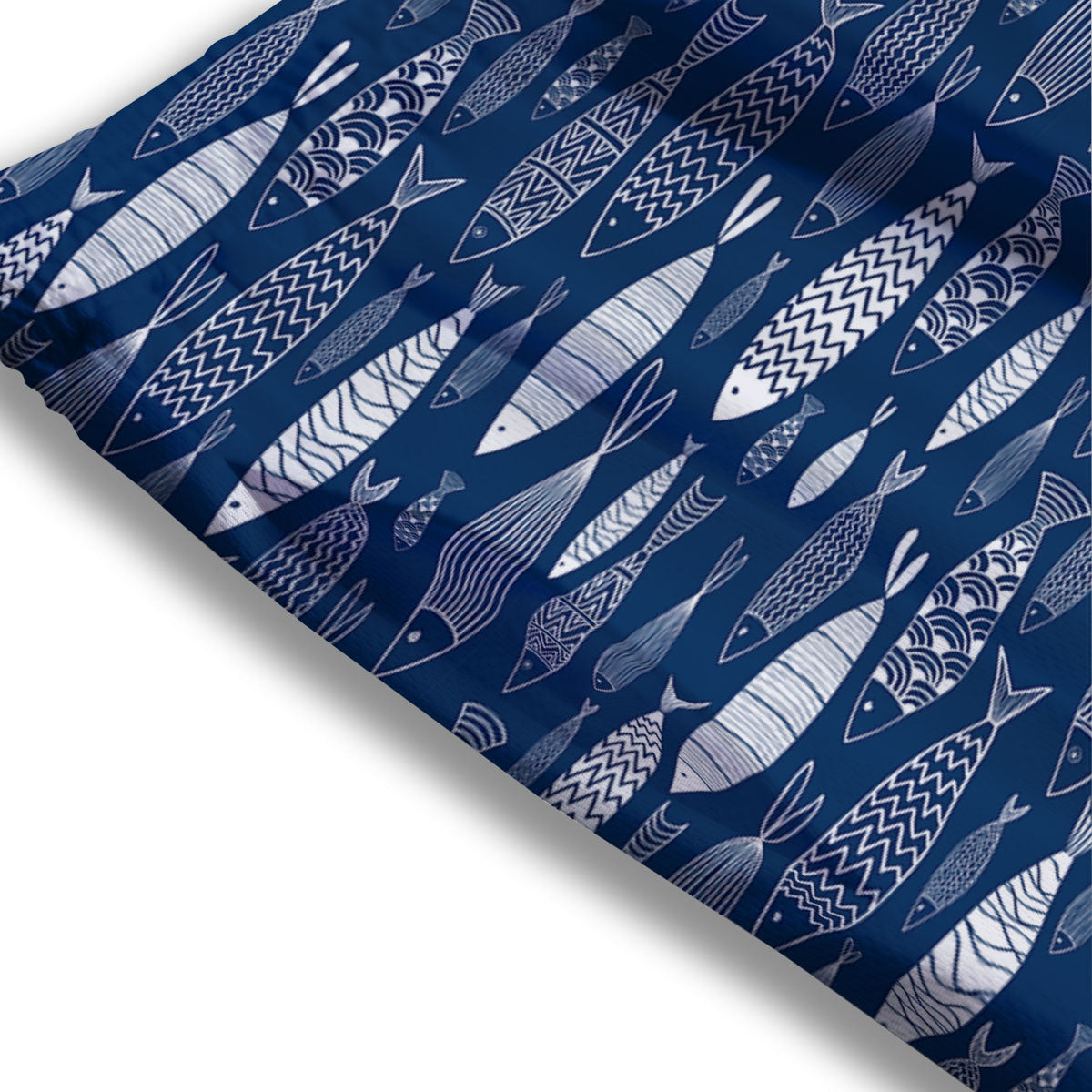 Fish Ornamental Print Pattern Mesh Shorts