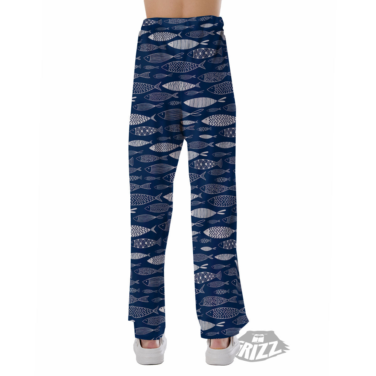 Fish Ornamental Print Pattern Pajama Pants-grizzshop