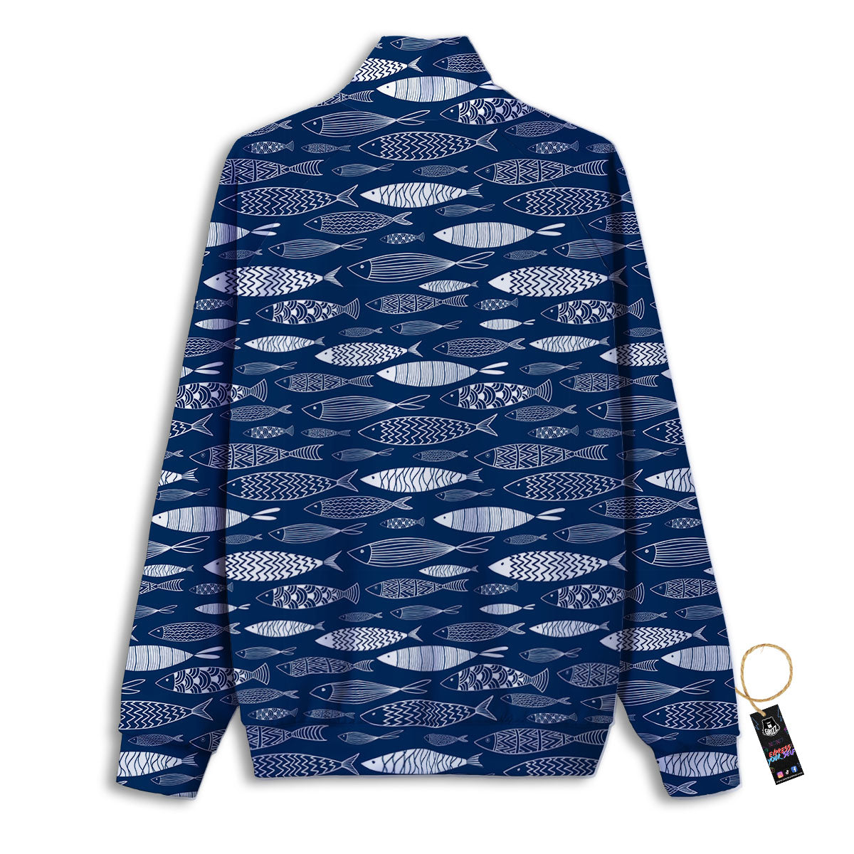 Fish Ornamental Print Pattern Track Jacket-grizzshop