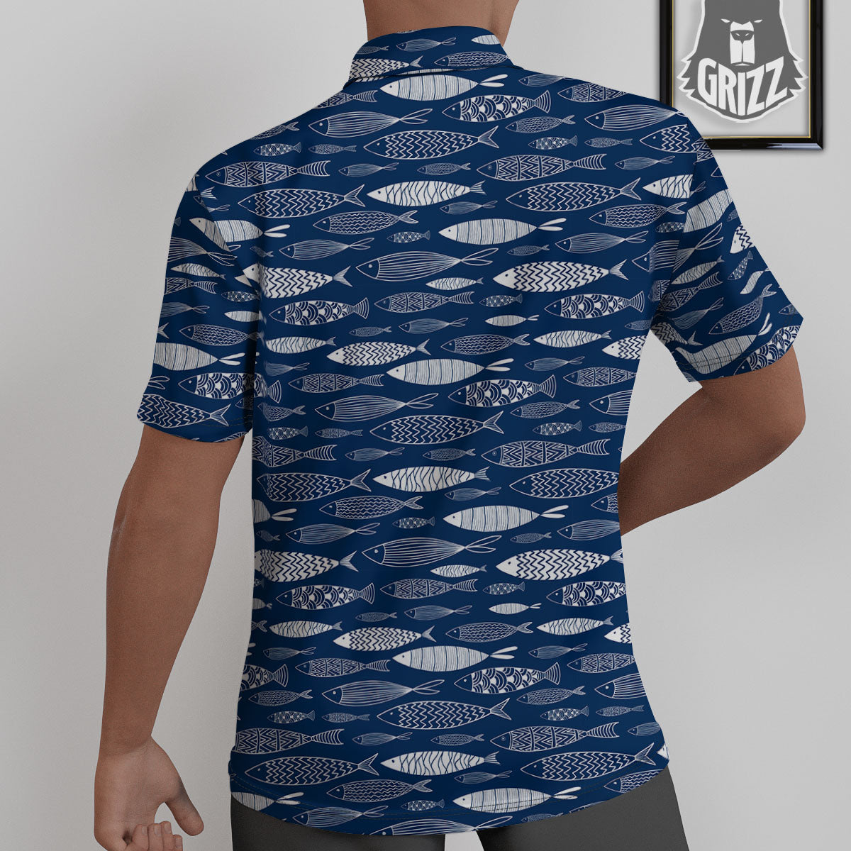 Fish Ornamental Print Pattern Untucked Shirts-grizzshop