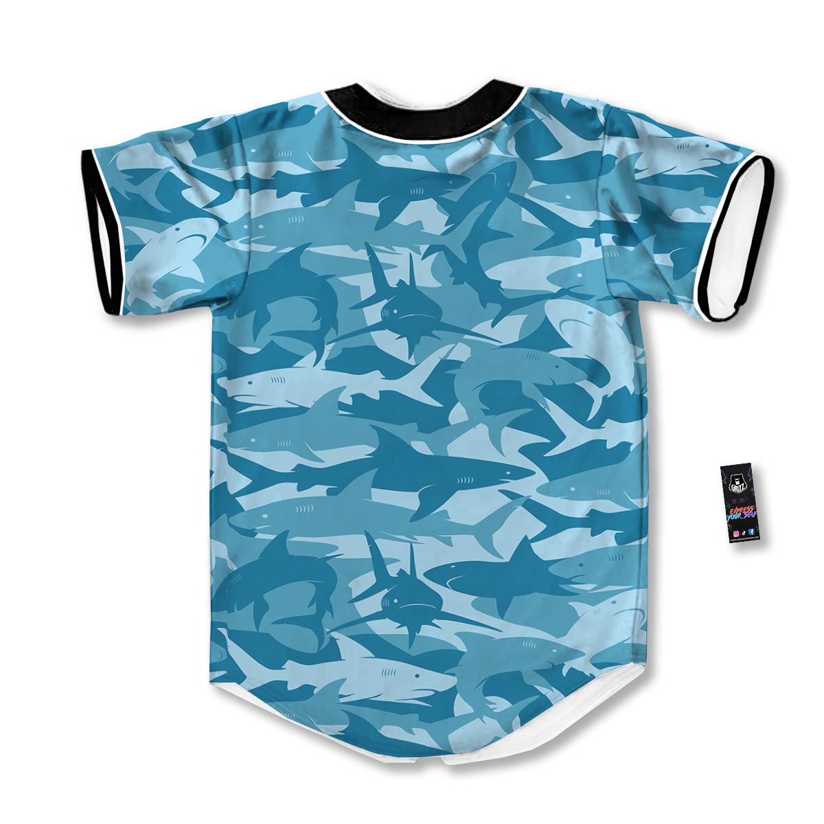 Fish Shark Print Pattern Baseball Jersey-grizzshop