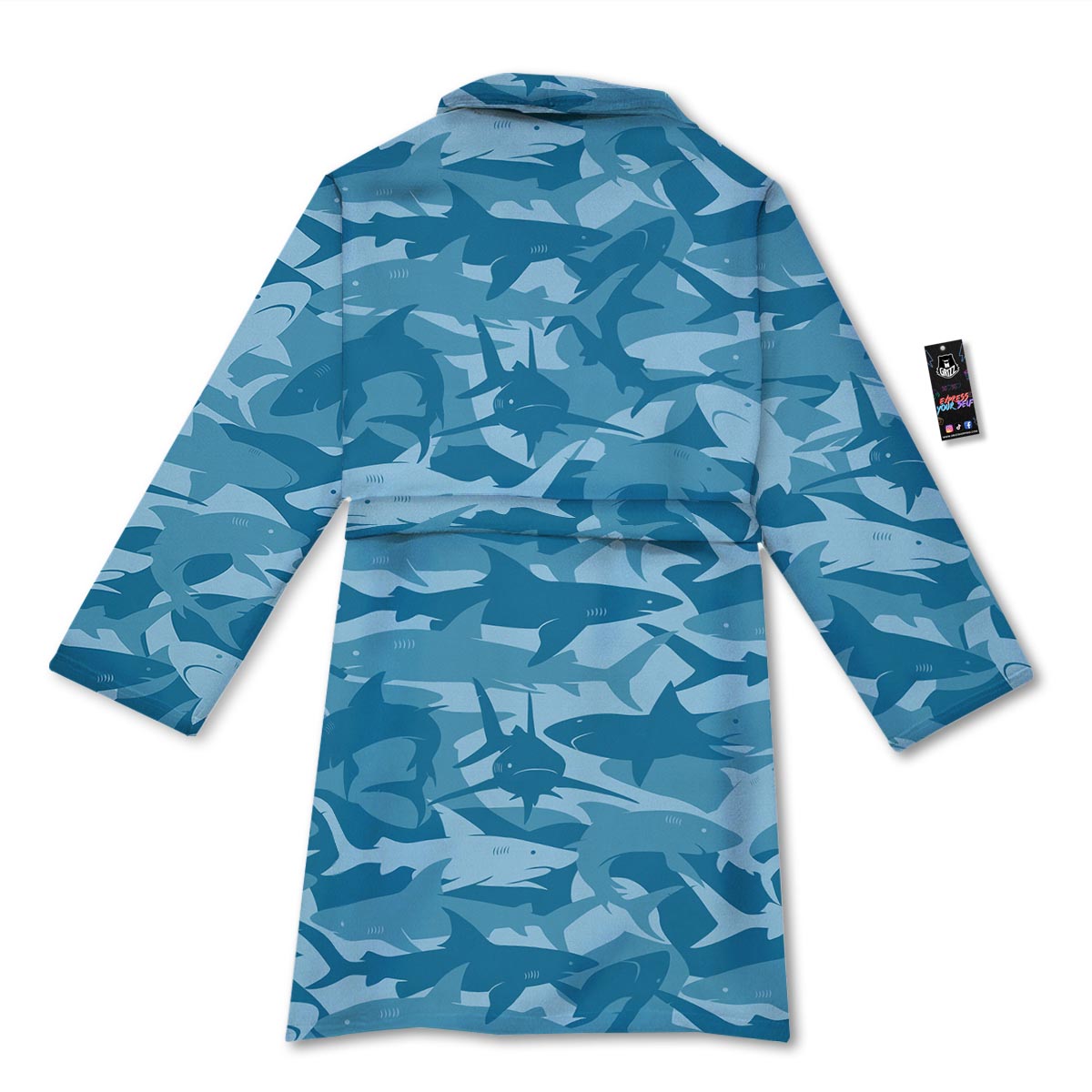 Fish Shark Print Pattern Bathrobe-grizzshop