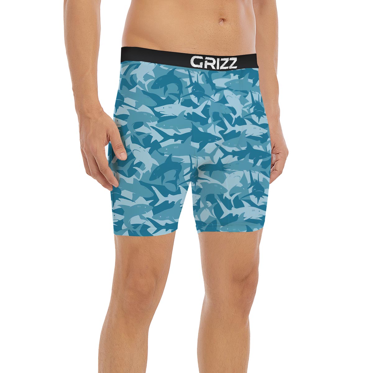 Fish Shark Print Pattern Boxer Briefs-grizzshop