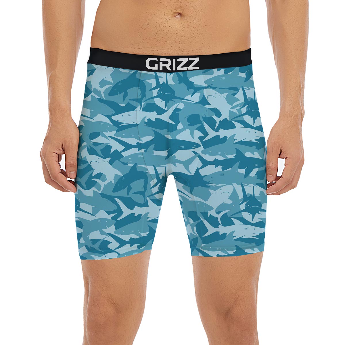 Fish Shark Print Pattern Boxer Briefs-grizzshop
