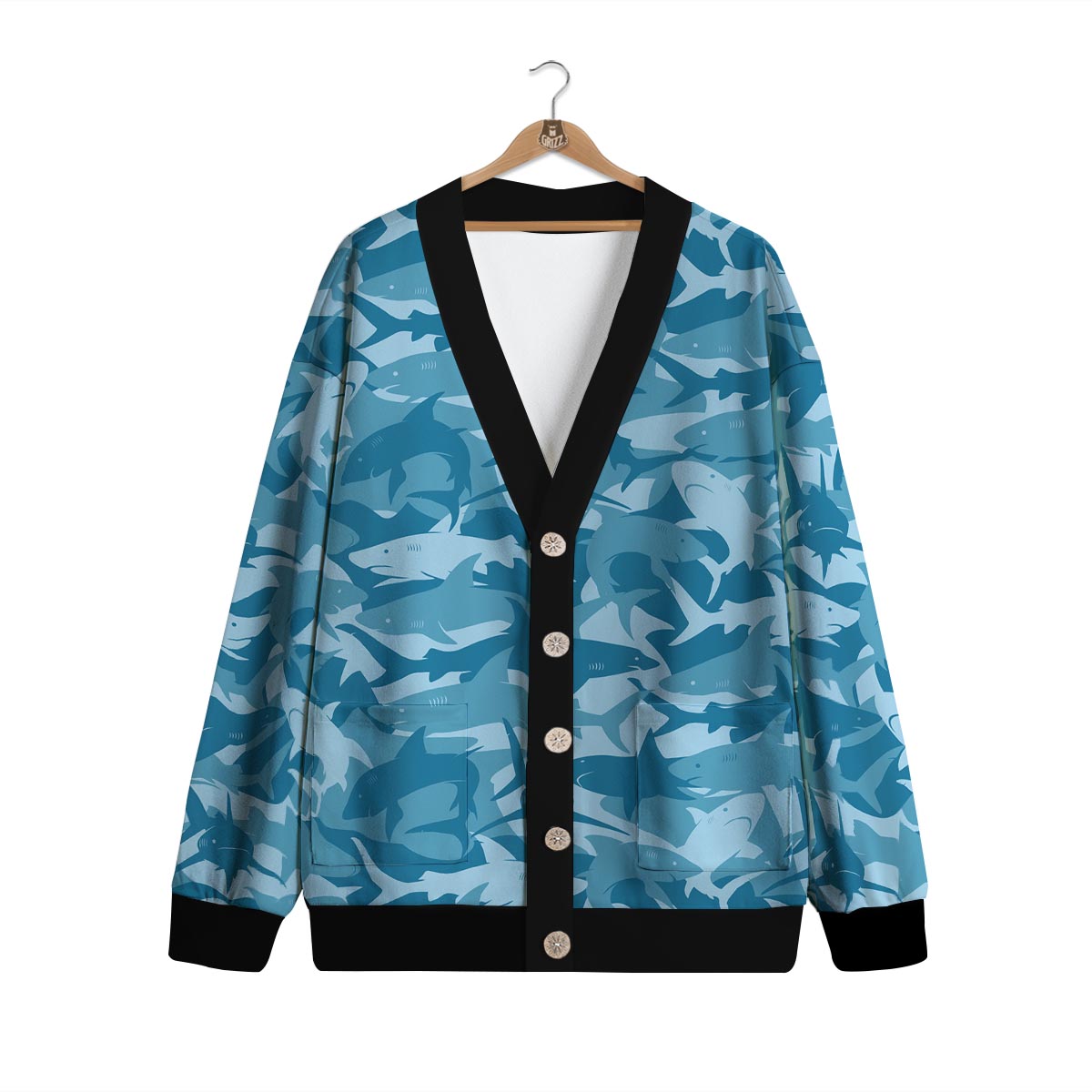Fish Shark Print Pattern Cardigan-grizzshop