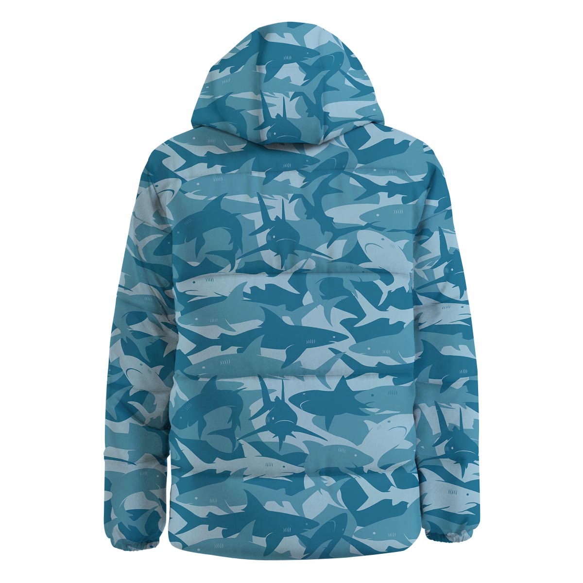 Fish Shark Print Pattern Down Jacket-grizzshop