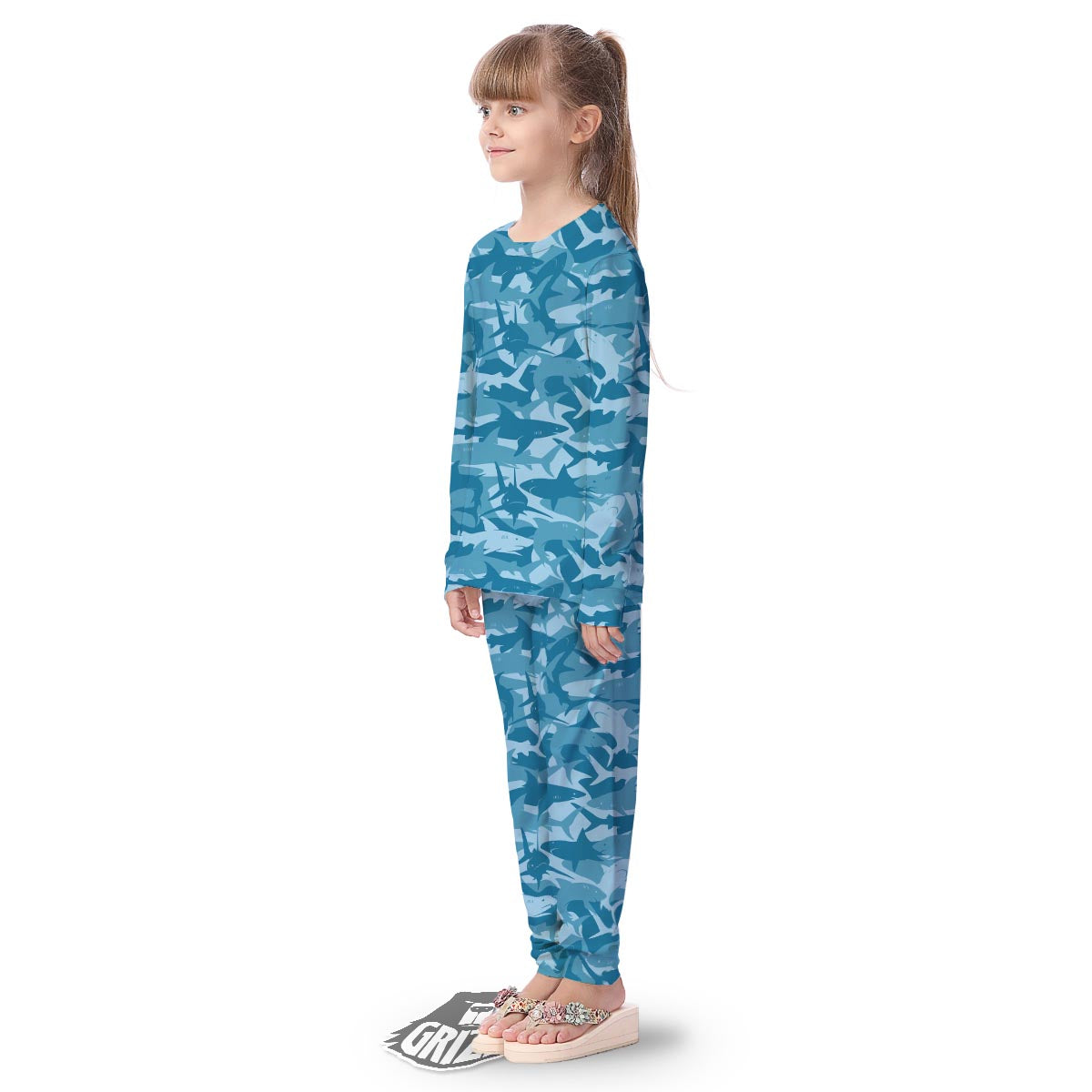 Fish Shark Print Pattern Kid's Pajamas-grizzshop