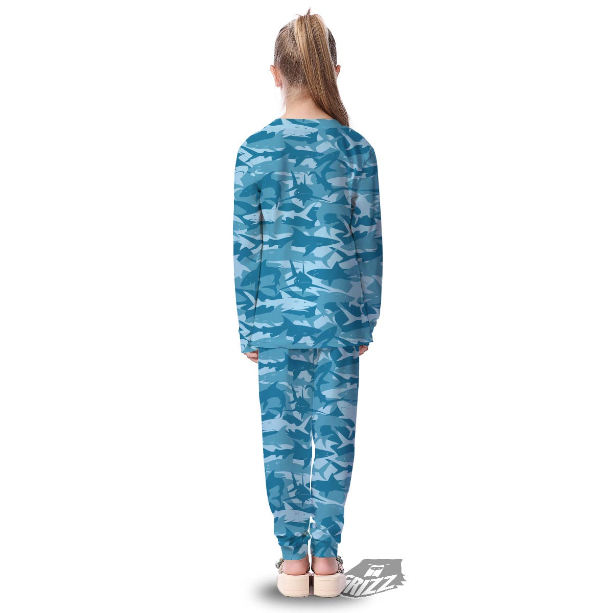 Fish Shark Print Pattern Kid's Pajamas-grizzshop