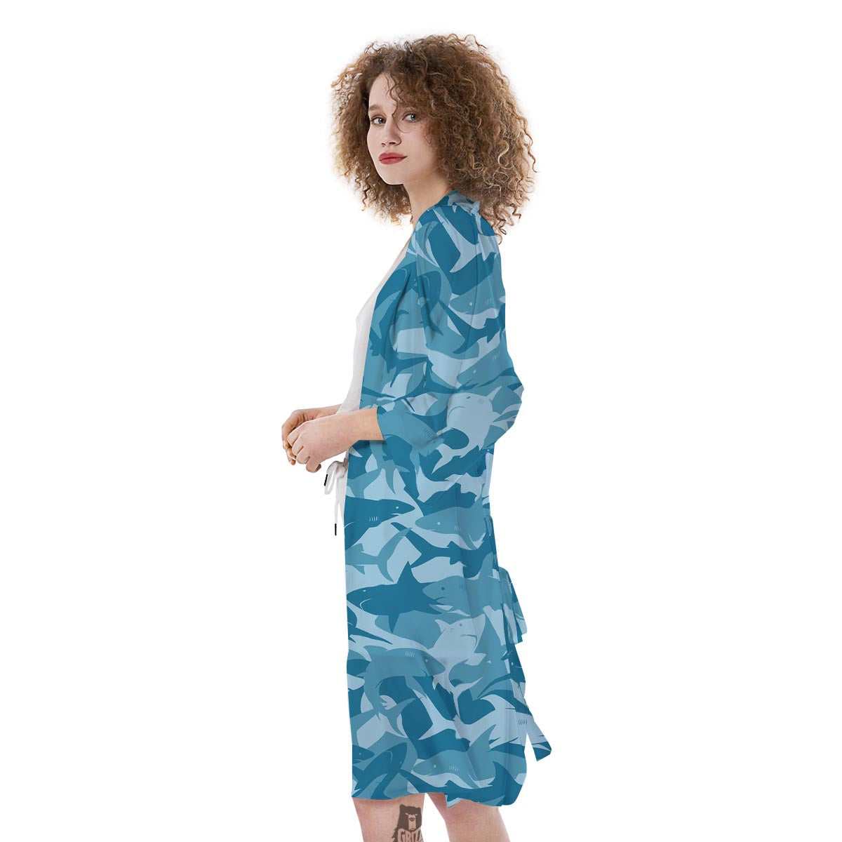 Fish Shark Print Pattern Kimono-grizzshop