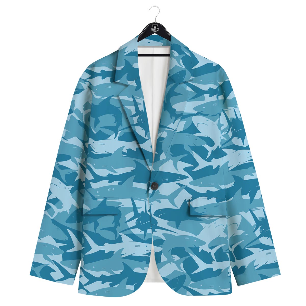 Fish Shark Print Pattern Men's Sport Coat-grizzshop