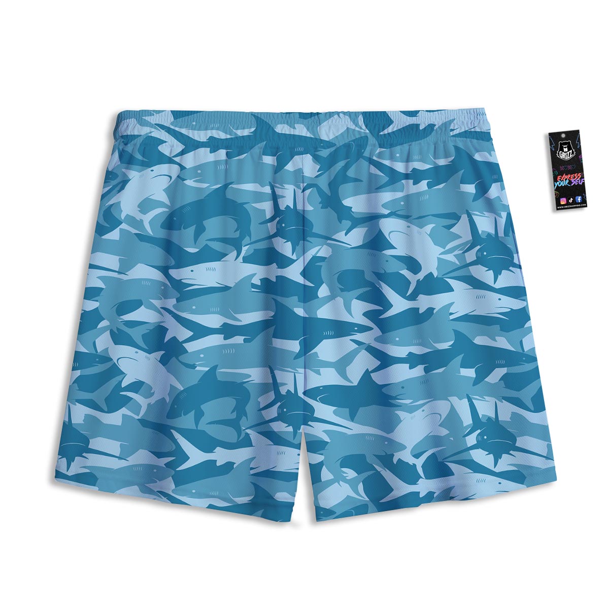 Fish Shark Print Pattern Mesh Shorts