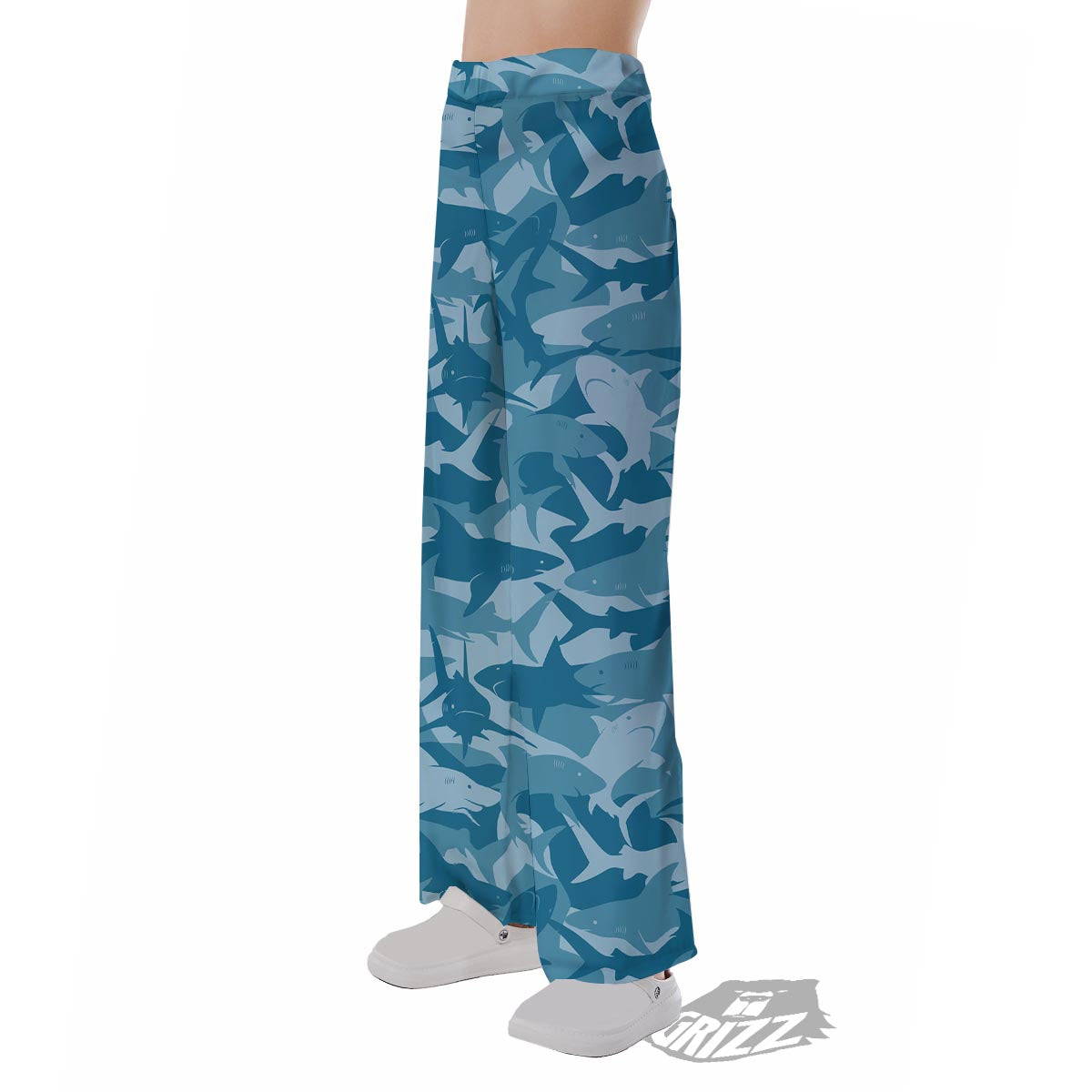 Fish Shark Print Pattern Pajama Pants-grizzshop