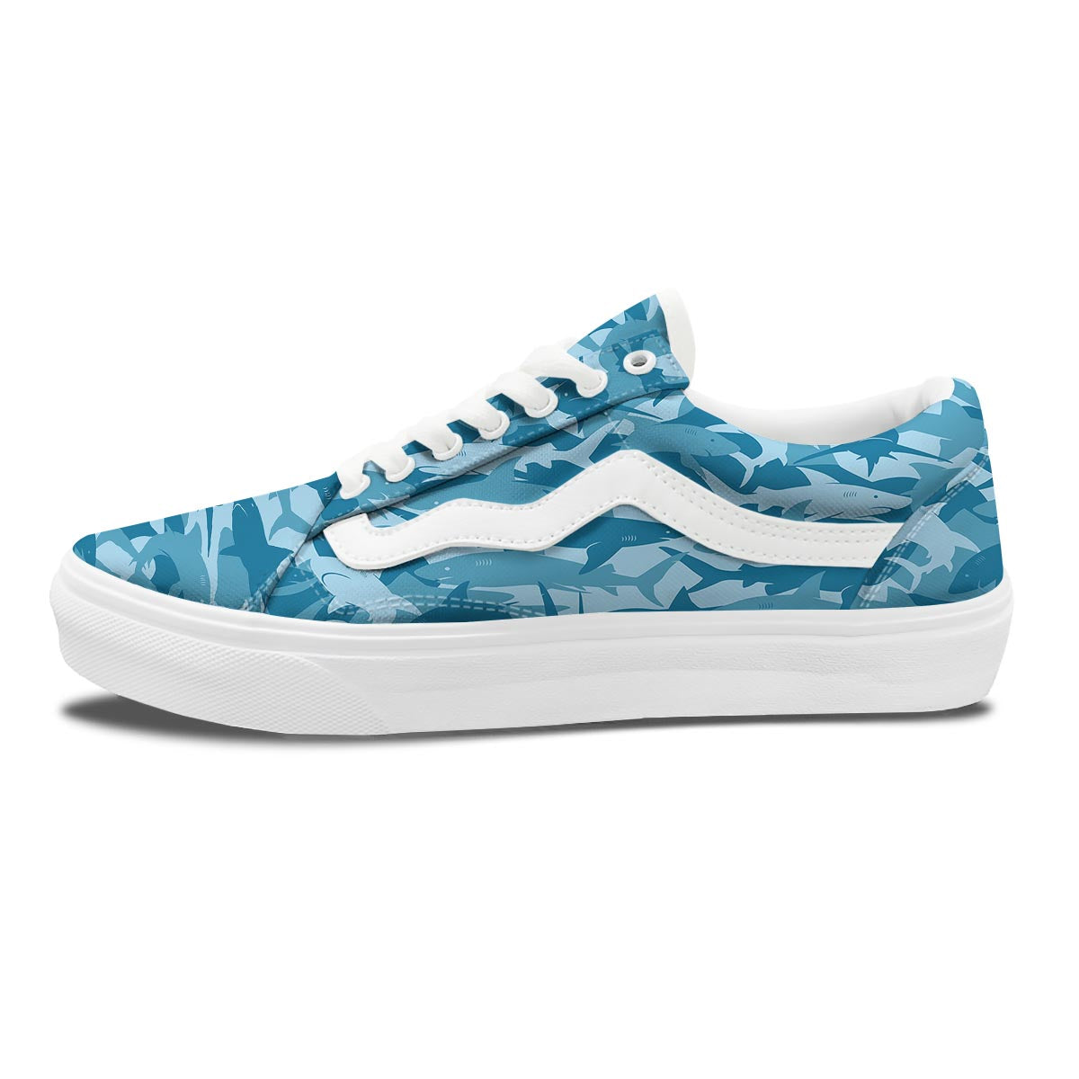 Fish Shark Print Pattern Skate Shoes-grizzshop