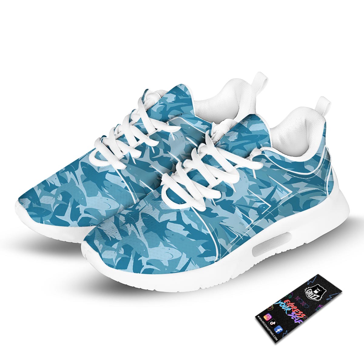 Fish Shark Print Pattern Tennis Shoes-grizzshop