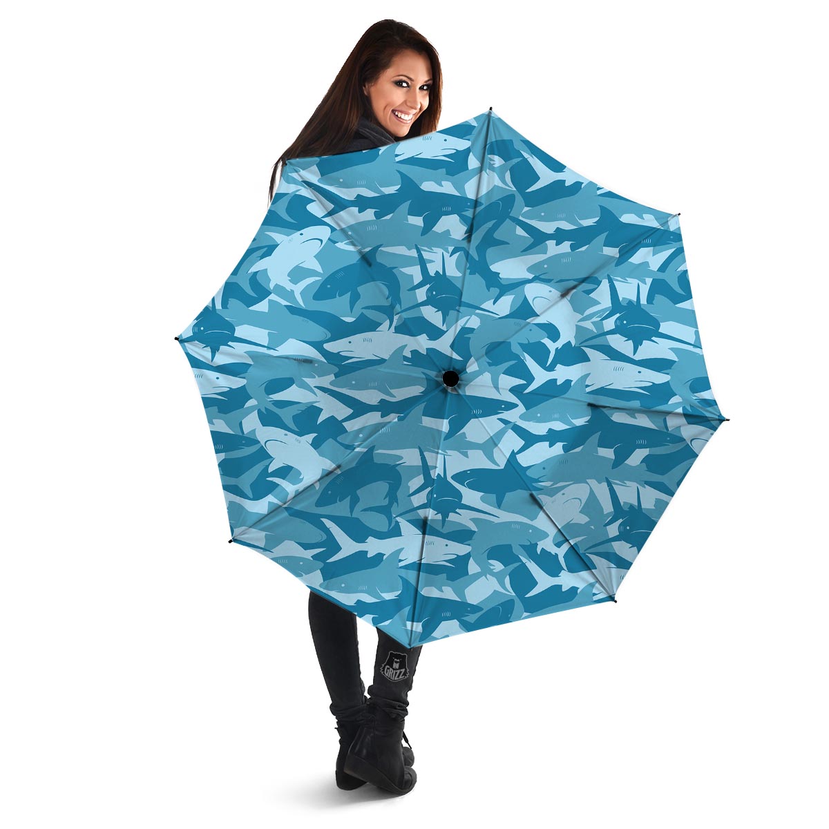 Fish Shark Print Pattern Umbrella-grizzshop