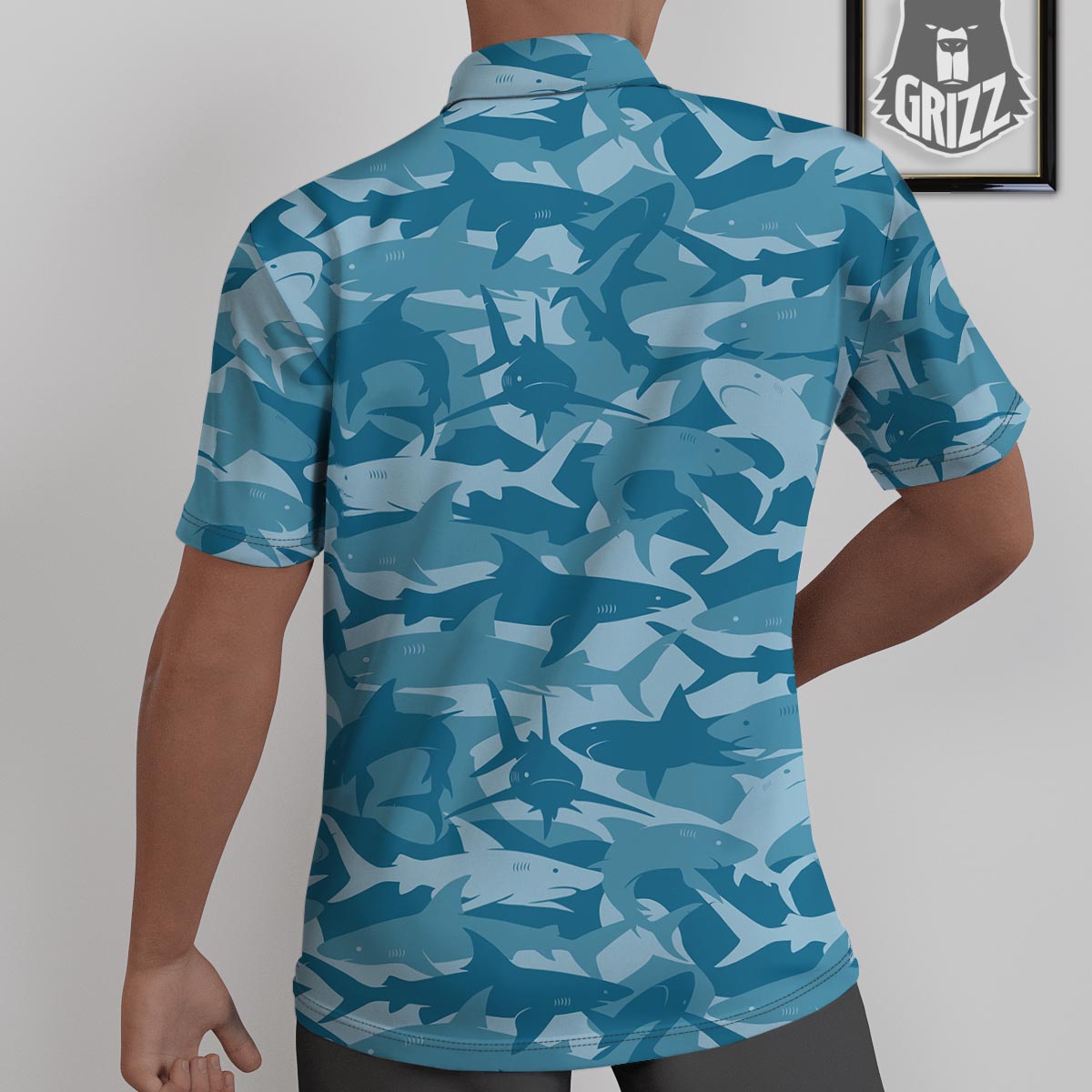 Fish Shark Print Pattern Untucked Shirts-grizzshop