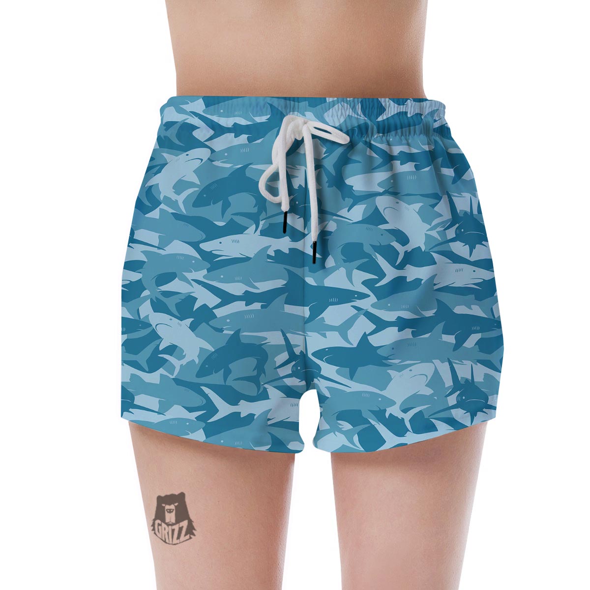 Fish Shark Print Pattern Women's Shorts-grizzshop