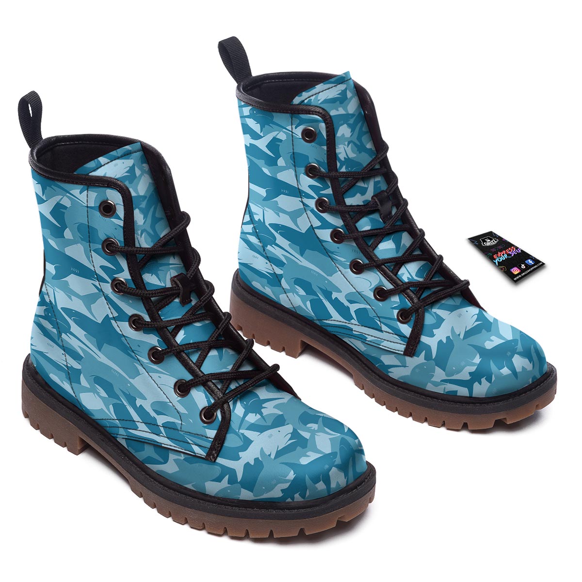 Fish Shark Print Pattern Work Boots-grizzshop