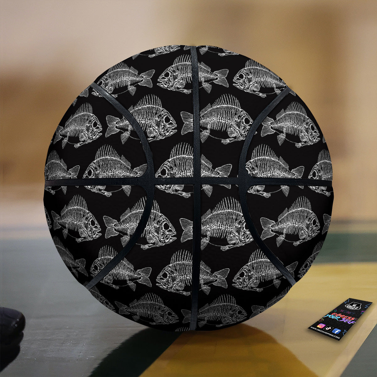 Fish Skeleton Print Pattern Basketball-grizzshop