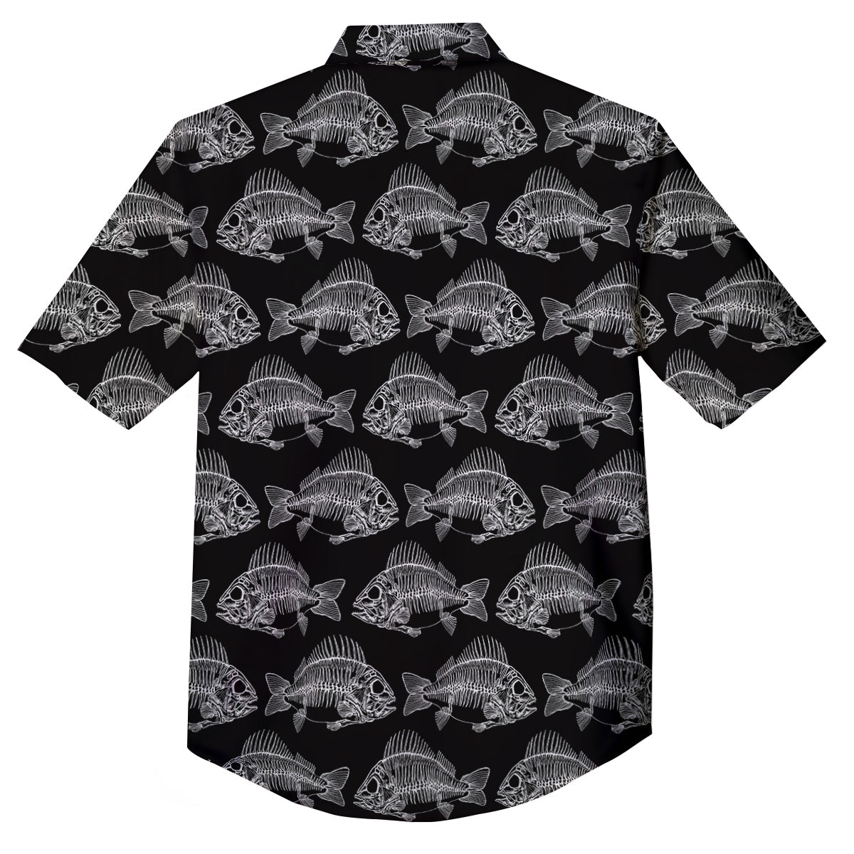 Fish Skeleton Print Pattern Button Up Shirt-grizzshop