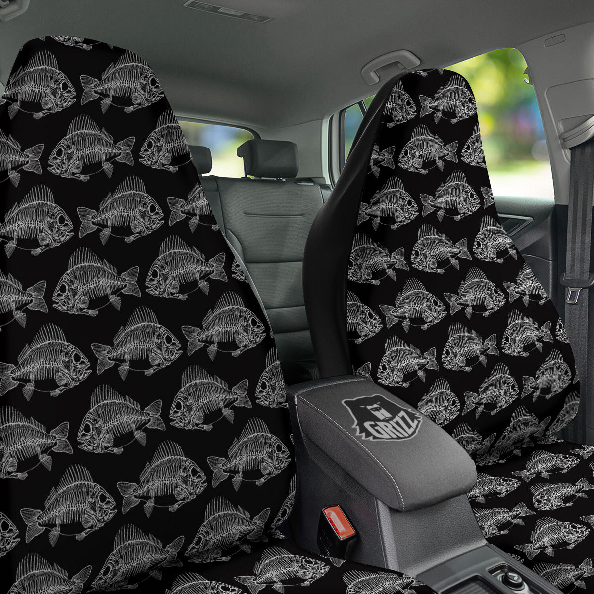 Fish Skeleton Print Pattern Car Seat Covers-grizzshop