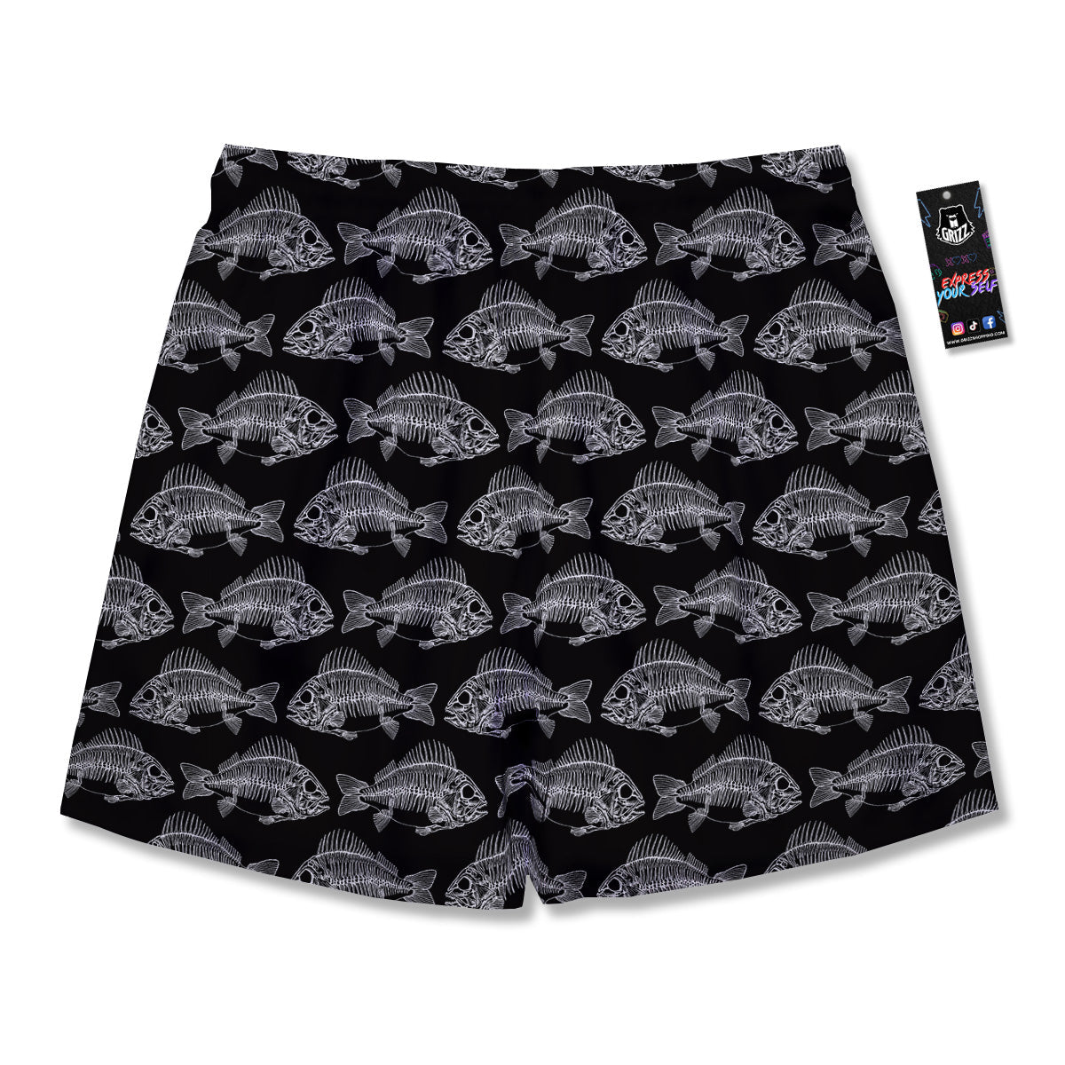Fish Skeleton Print Pattern Men's Running Shorts-grizzshop