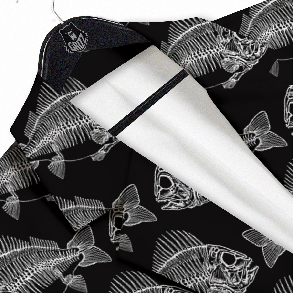 Fish Skeleton Print Pattern Men's Sport Coat-grizzshop