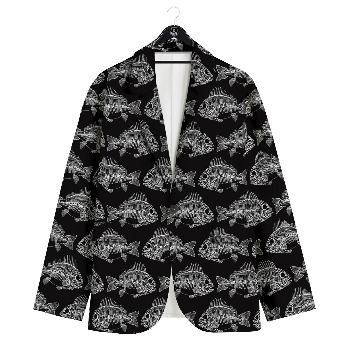 Fish Skeleton Print Pattern Men's Sport Coat-grizzshop