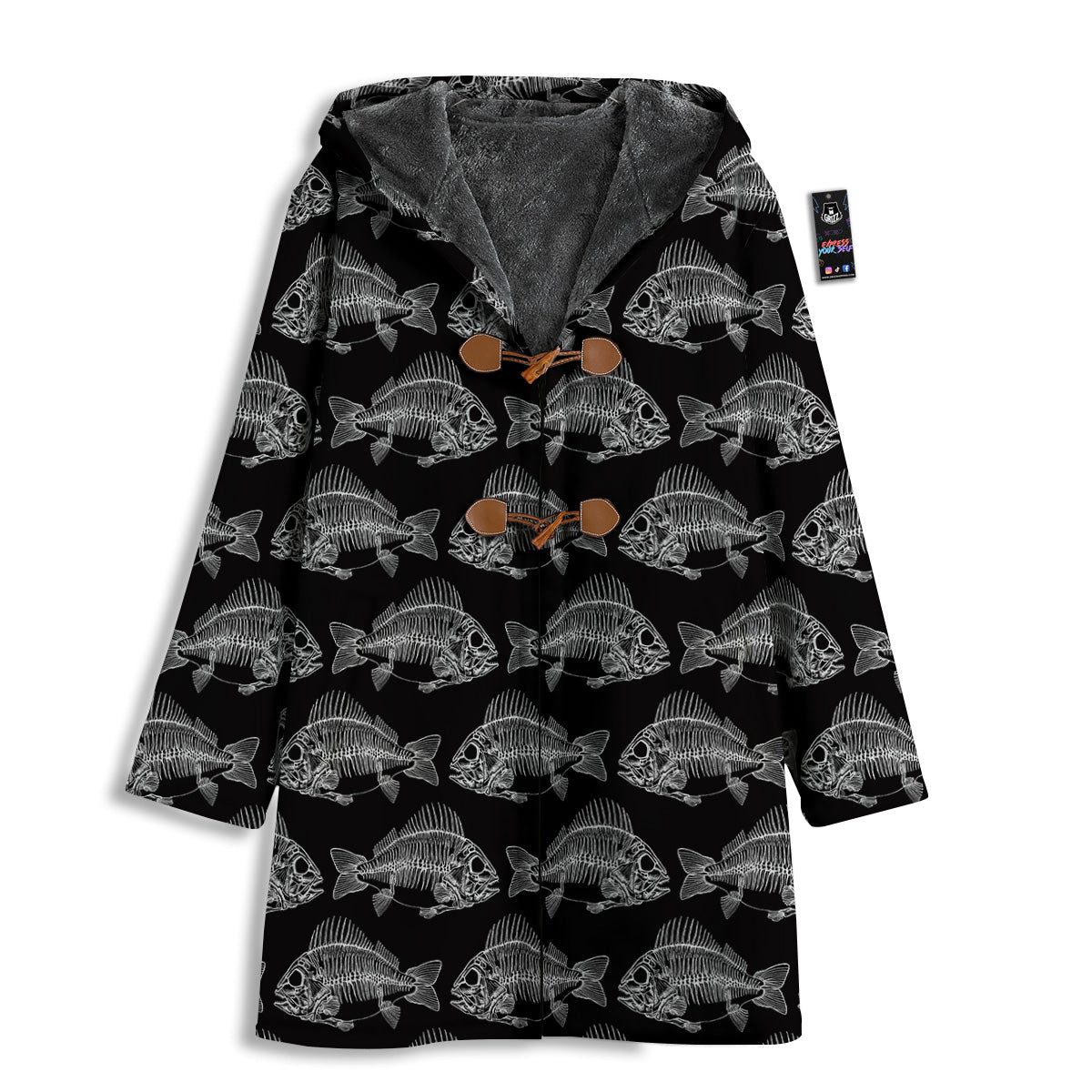 Fish Skeleton Print Pattern Men's Windbreaker Jacket-grizzshop