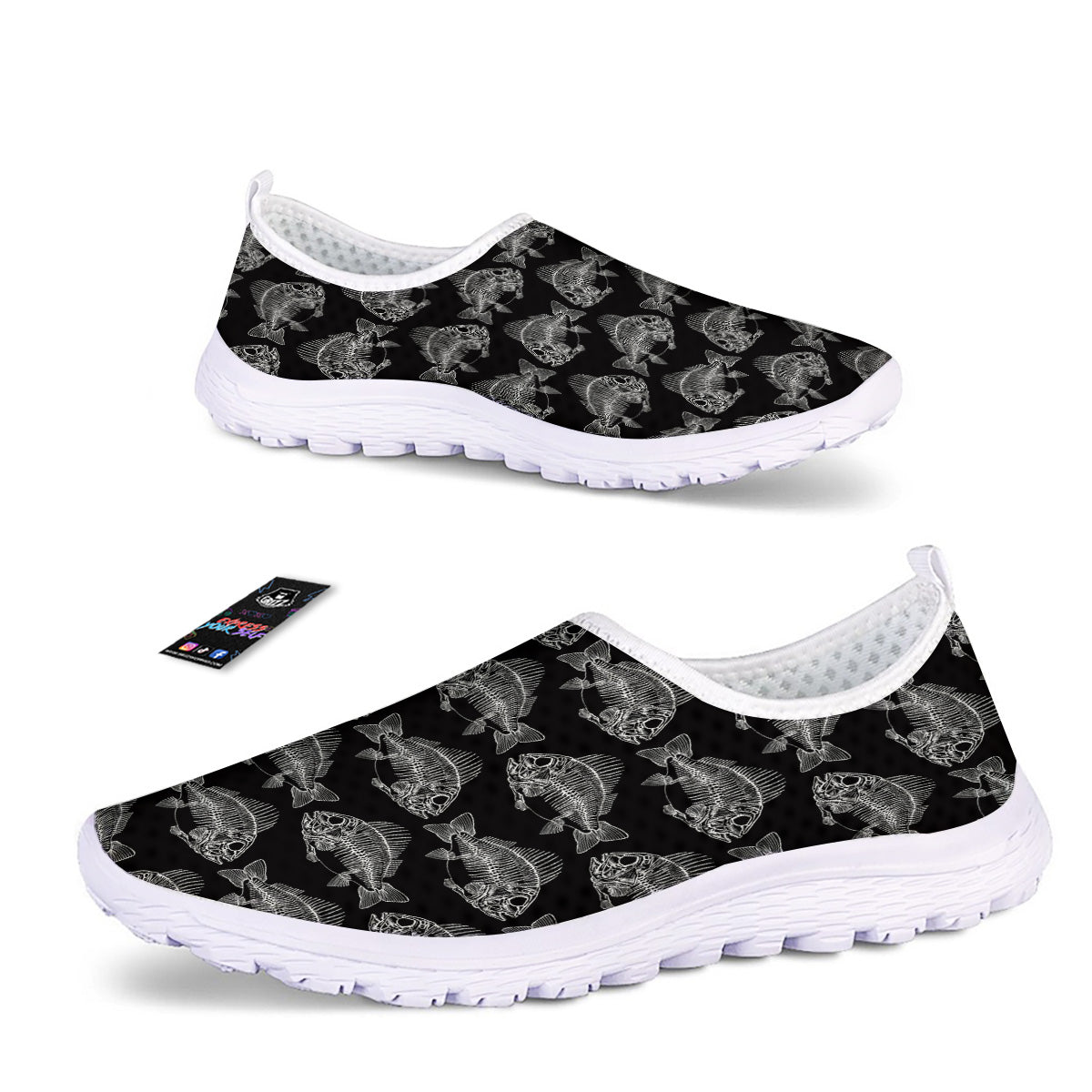 Fish Skeleton Print Pattern Nurse Shoes-grizzshop